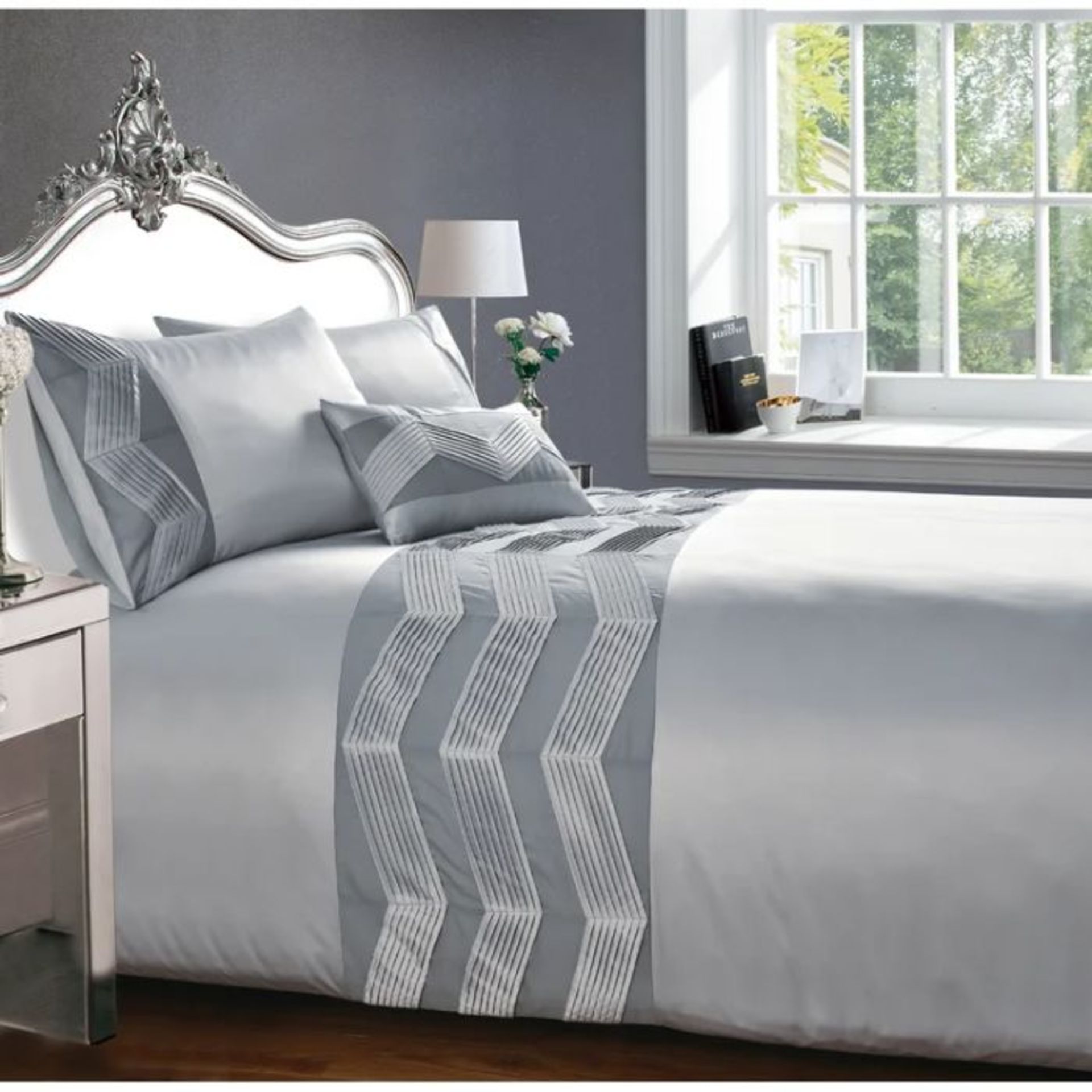 Fairmont Park, Carmella Duvet Cover Set (GREY) (SINGLE) - RRP £21.99 (RPPO1045 - 29435/103)