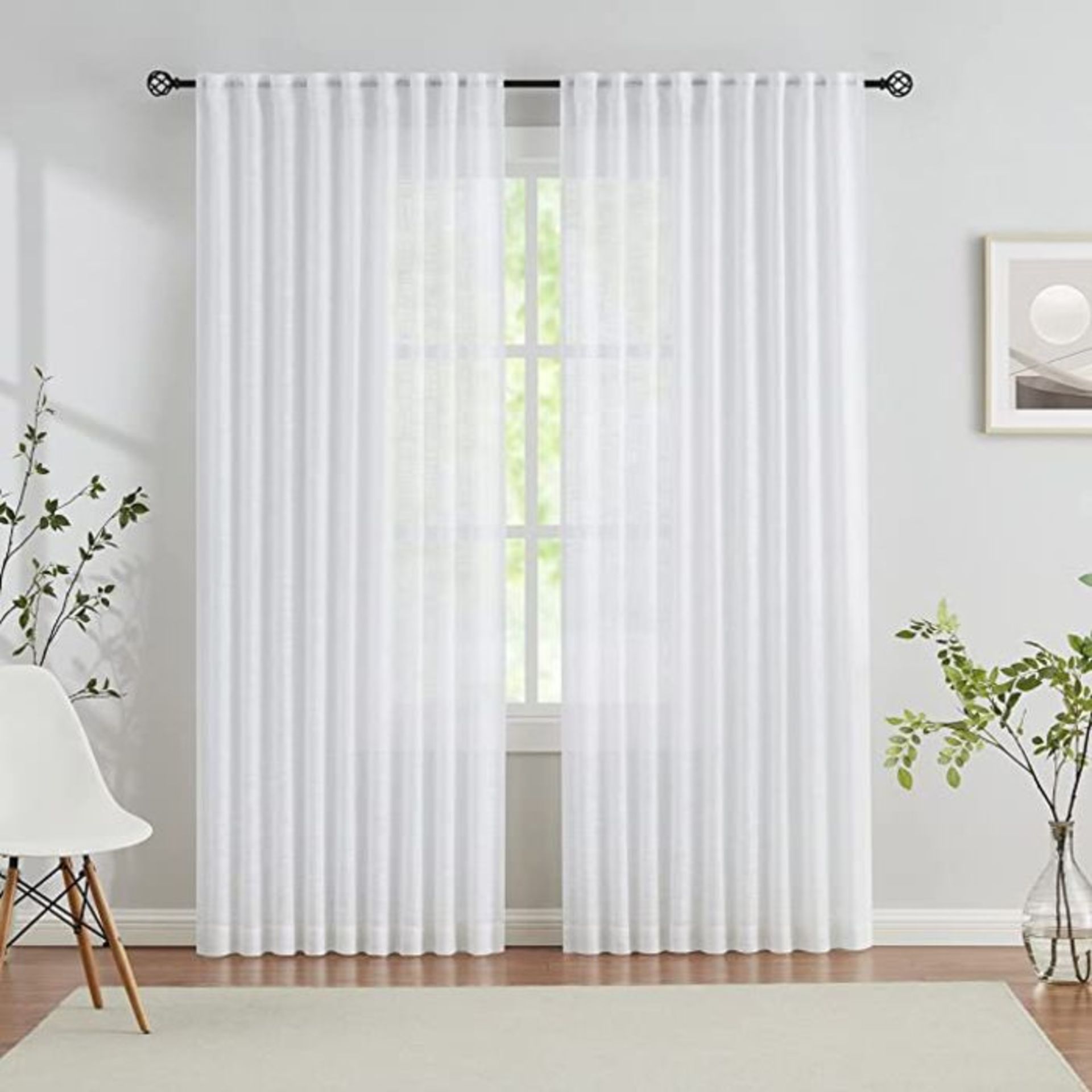 Wade Logan, Lined Pencil Pleat Voile Curtain Pair (WHITE) (168 W x 229 D cm) - RRP£28.49( - Image 2 of 4