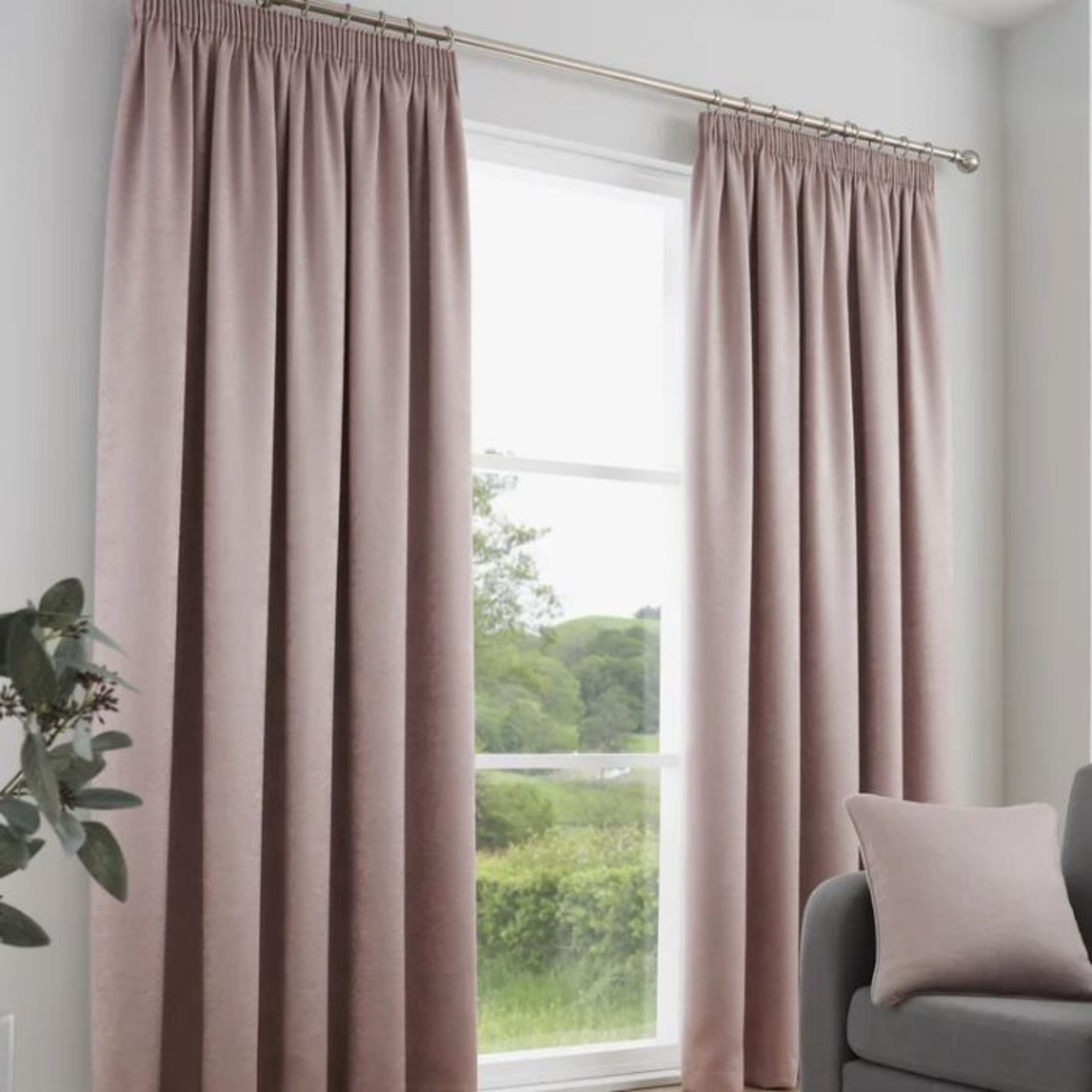 Ebern Designs, Carianna Self Lined Pair Of Eyelet Curtains By Ebern Designs (BLUSH) (168 W x 137 D - Image 2 of 4