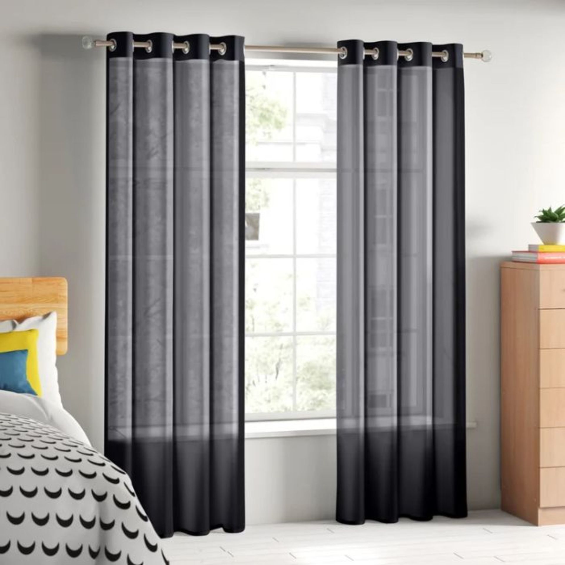 Zipcode Design, Taplin Eyelet Semi Sheer Curtain (BLACK) (145 W x 229 D cm) - RRP£10.77(ANSY1194 - - Image 3 of 4