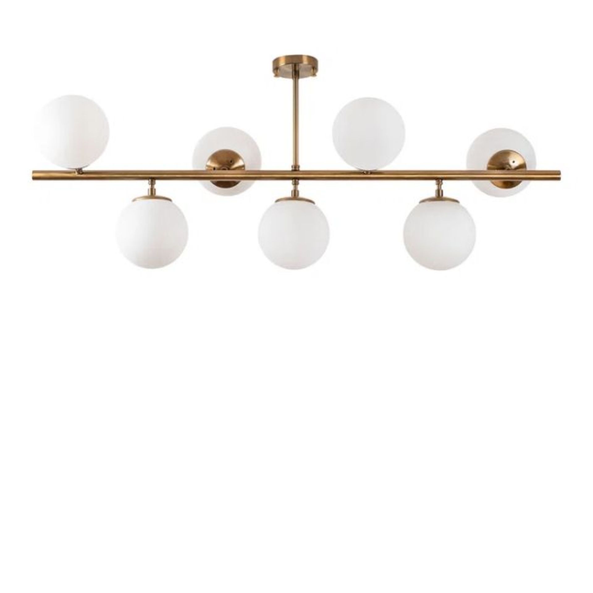 Mercury Row, Luper 7 - Light Kitchen Island Linear Pendant (GOLD FINISH & OPAL GLASS SHADES) -