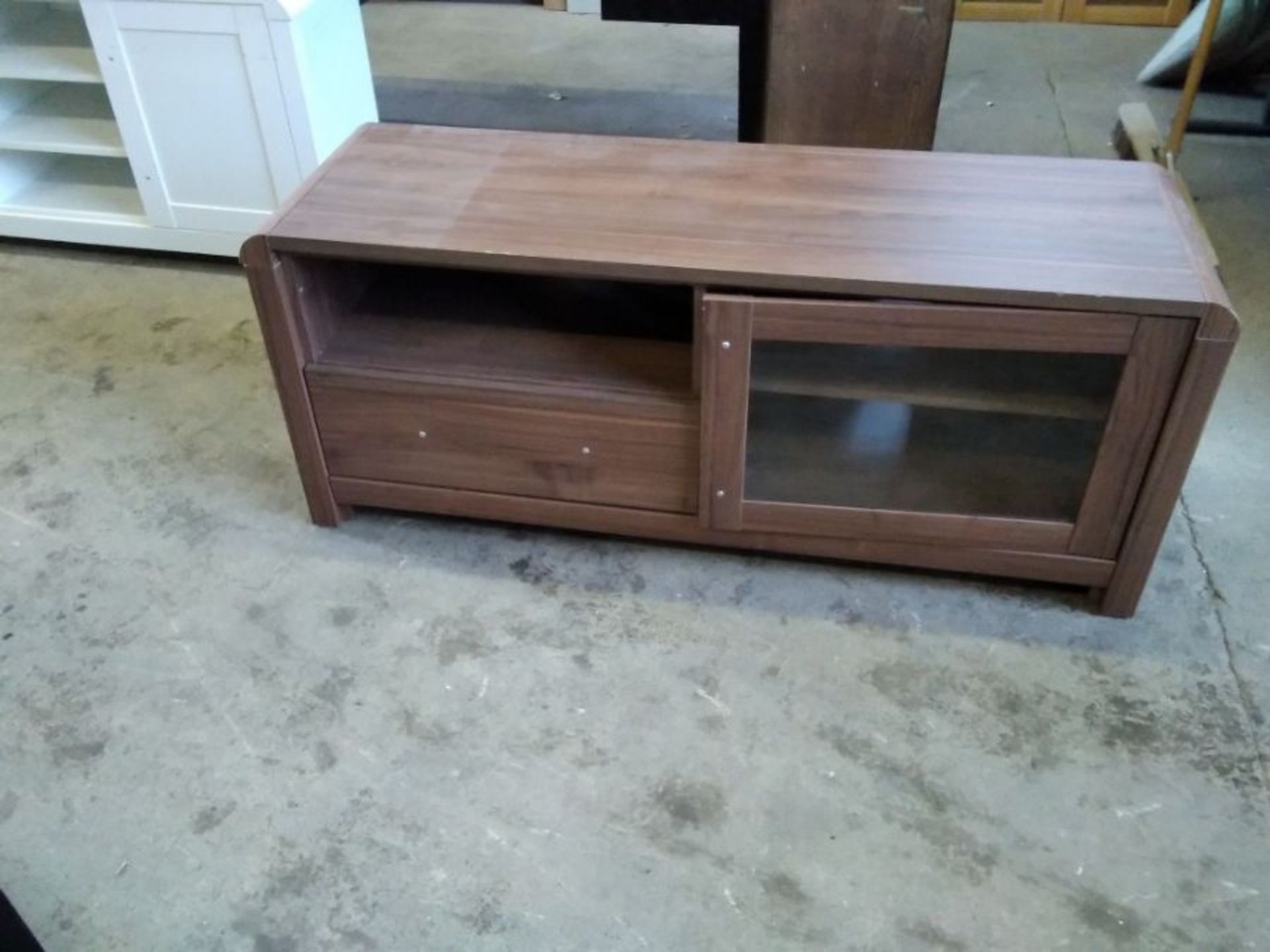 WALNUT TV STAND (MARKED)