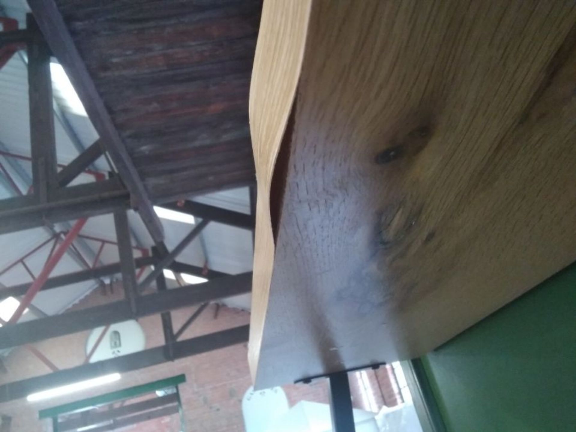 INDUSTRIAL OAK FIX TO WALL BOOKCASE (DAMAGE) - Image 2 of 3