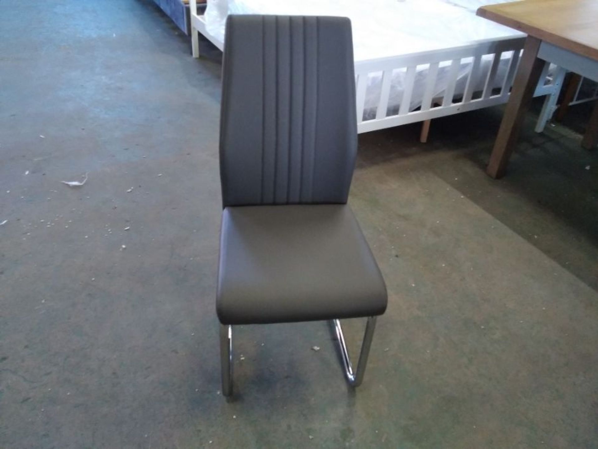 GREY FAUX LEATHER DINING CHAIR