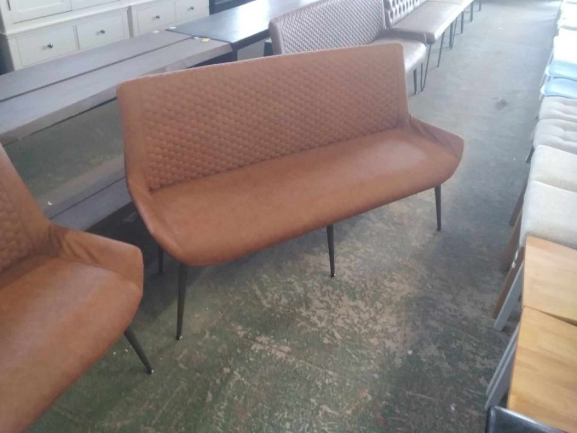 INDUSTRIAL TAN LEATHER 155CM BENCH