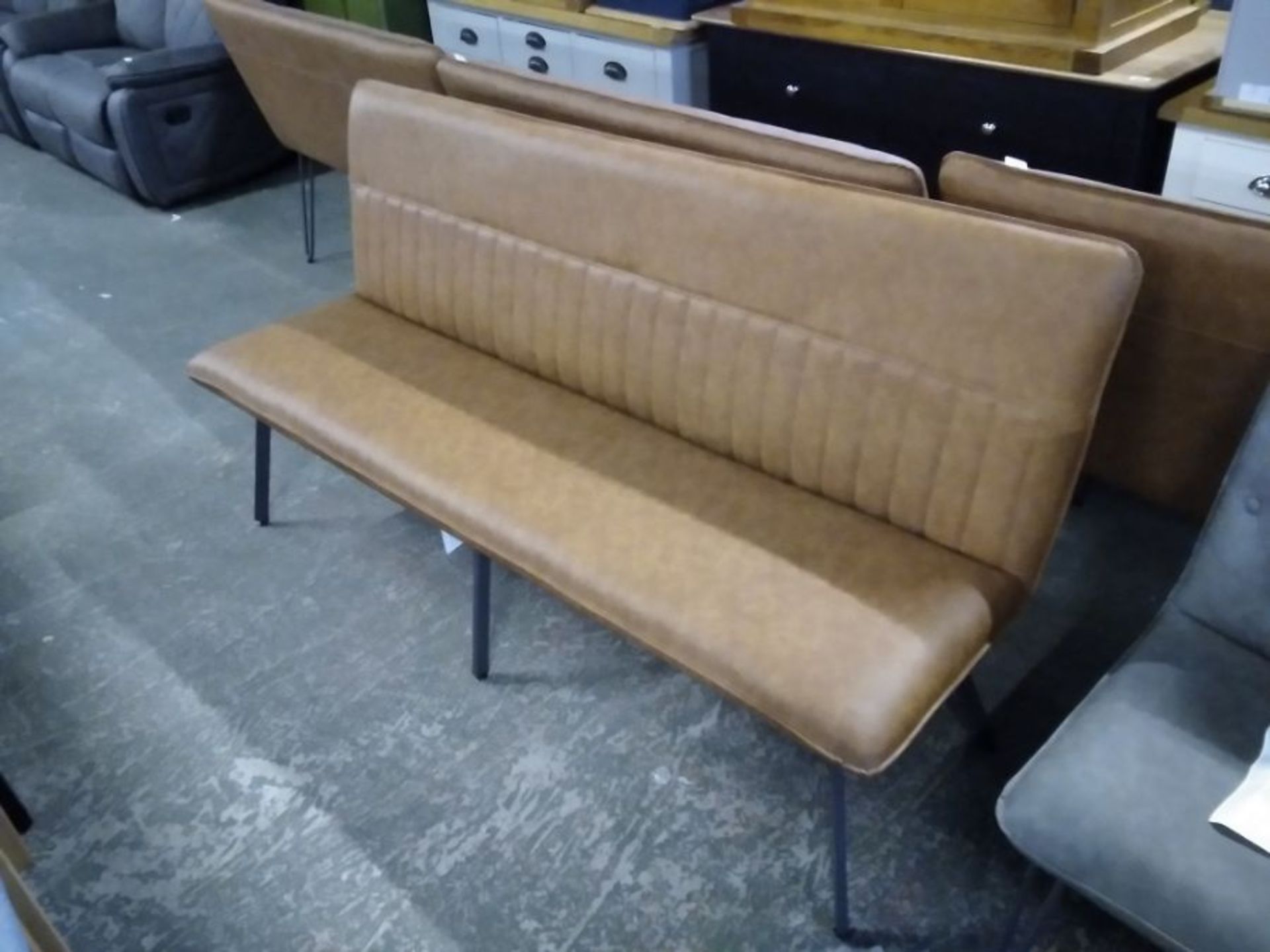 INDUSTRIAL TAN LEATHER 180CM BENCH
