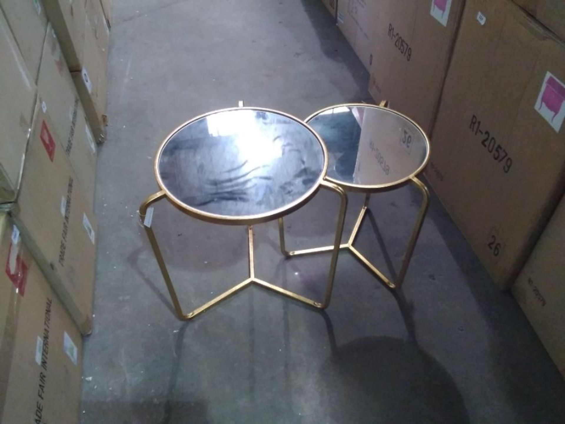 PARISIENNE GOLD GILT LEAF NEST OF 2 TABLES (OPEN)