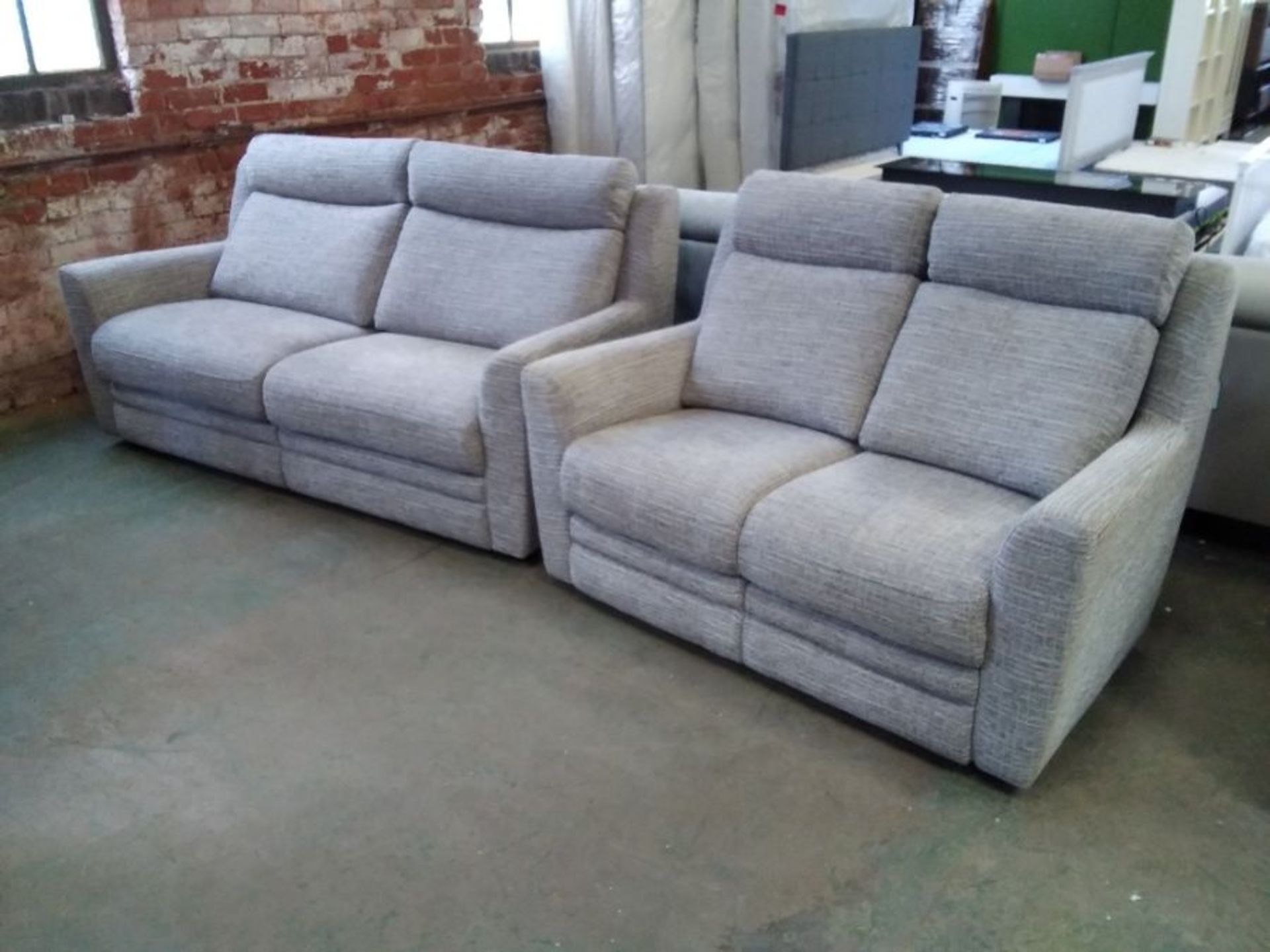GREY PATTERNED 3 SEATER AND 2 SEATER (DIRTY MARKS)