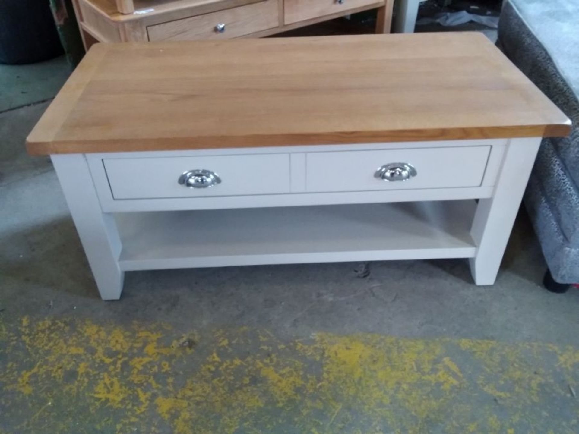 CHESTER VPAINTED AND OAK COFFEE TABLE WITH DRAWERS