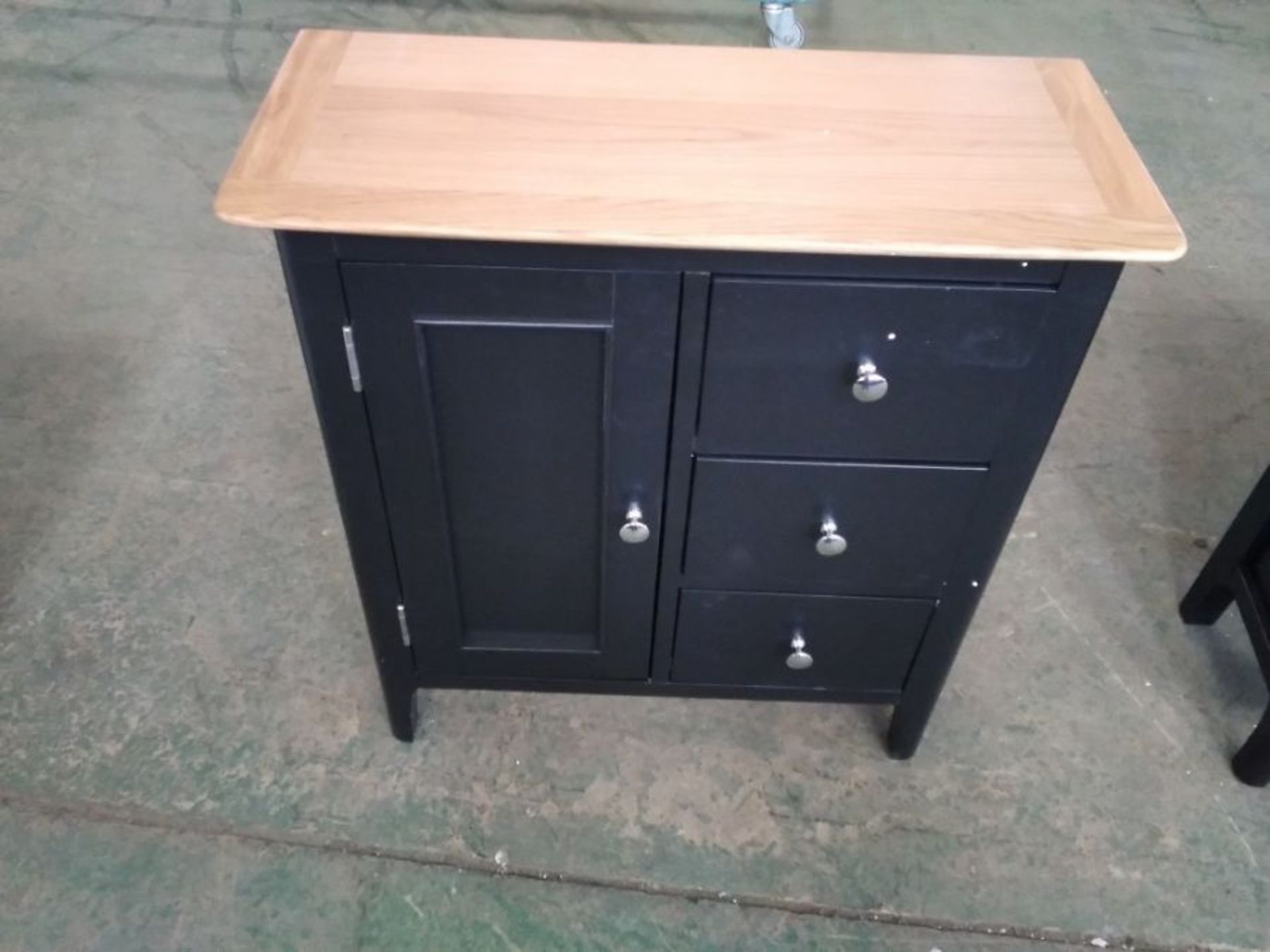 BERGEN BLACK PAINTED & OAK 1 DOOR, 3 DOOR CUPBOARD