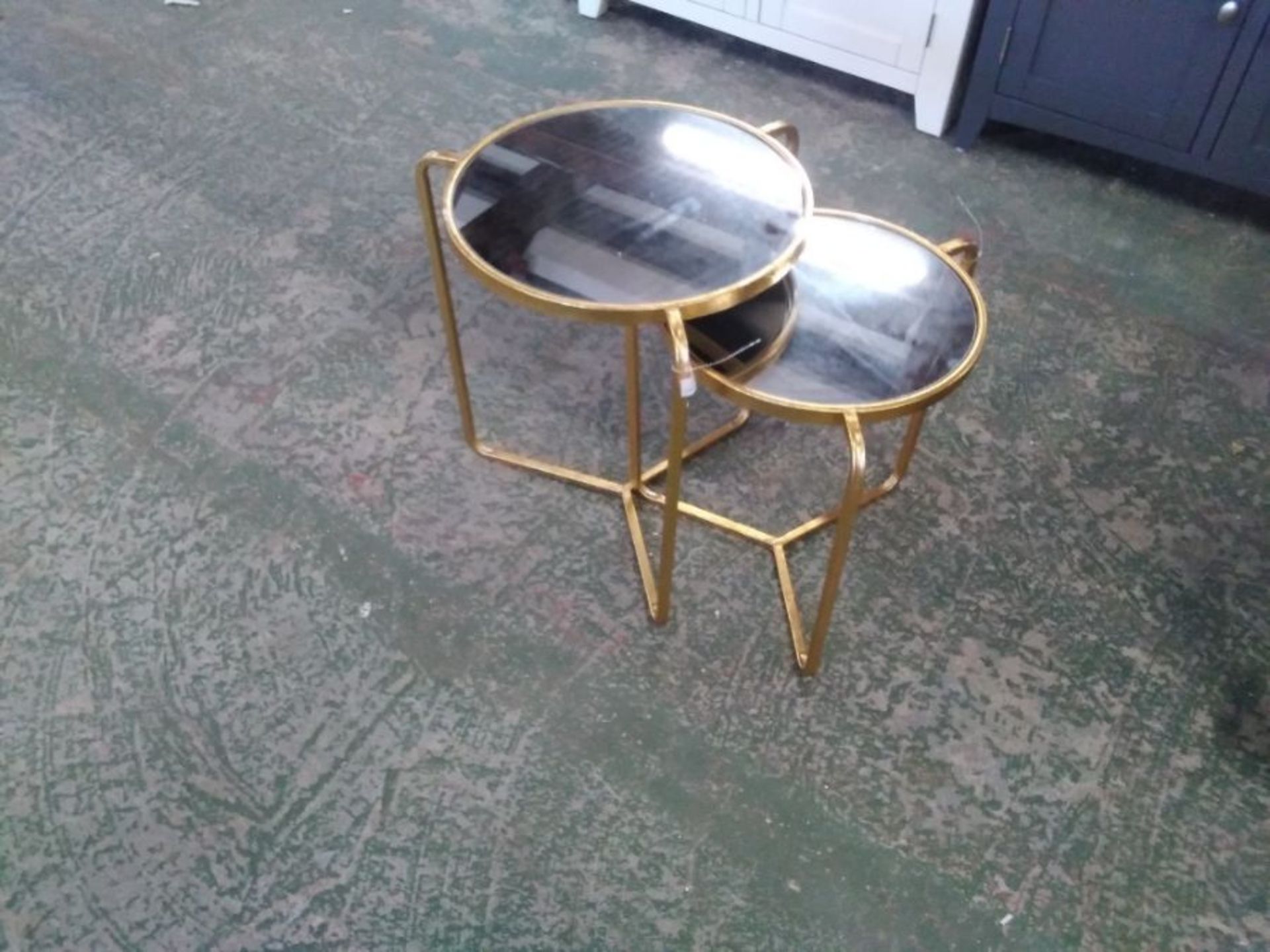 PARISANNE GOLD GILT LEAF NEST OF 2 TABLES