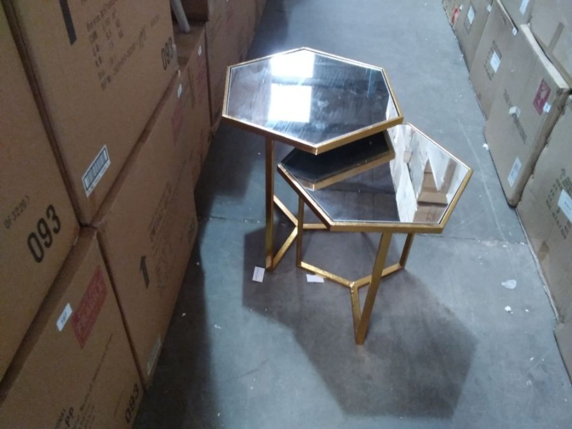 PARISANNE GOLD GILT LEAF NEST OF 2 TABLES (OPEN)