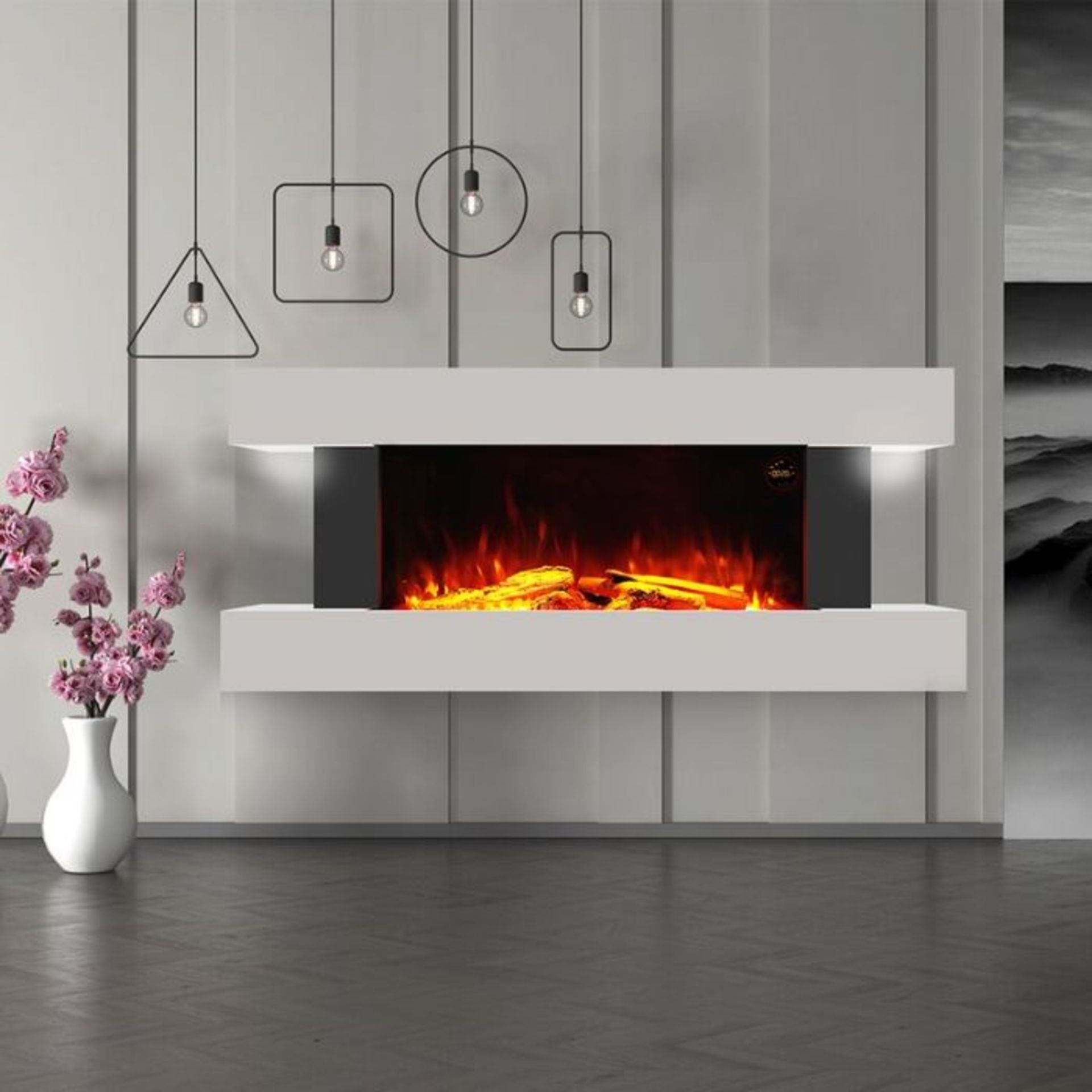 Belfry Heating,Marlee Wall Mounted Fire Suite(WHITE AND GREY)(BOXED RETURN NOT CHECKED RRP -£459.