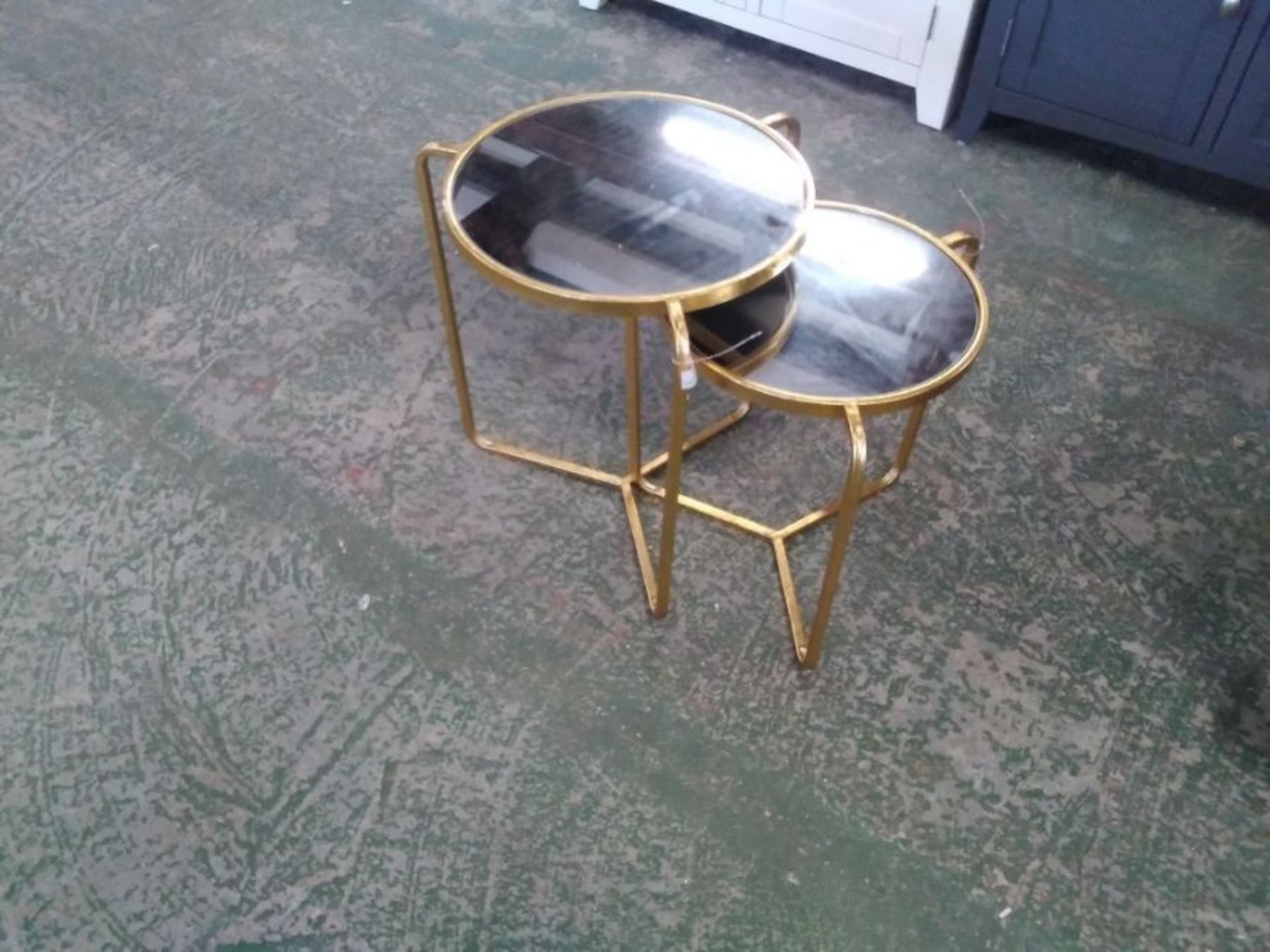 PARISANNE GOLD GILT LEAF NEST OF 2 TABLES (OPEN)