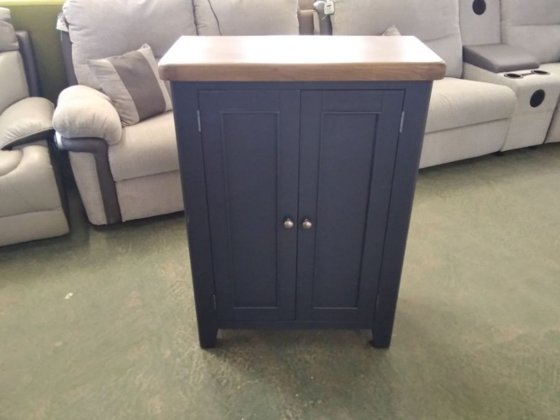 OSLO MIDNIGHT GREY PAINTED & OAK 2 DOOR SHOE CUPBO