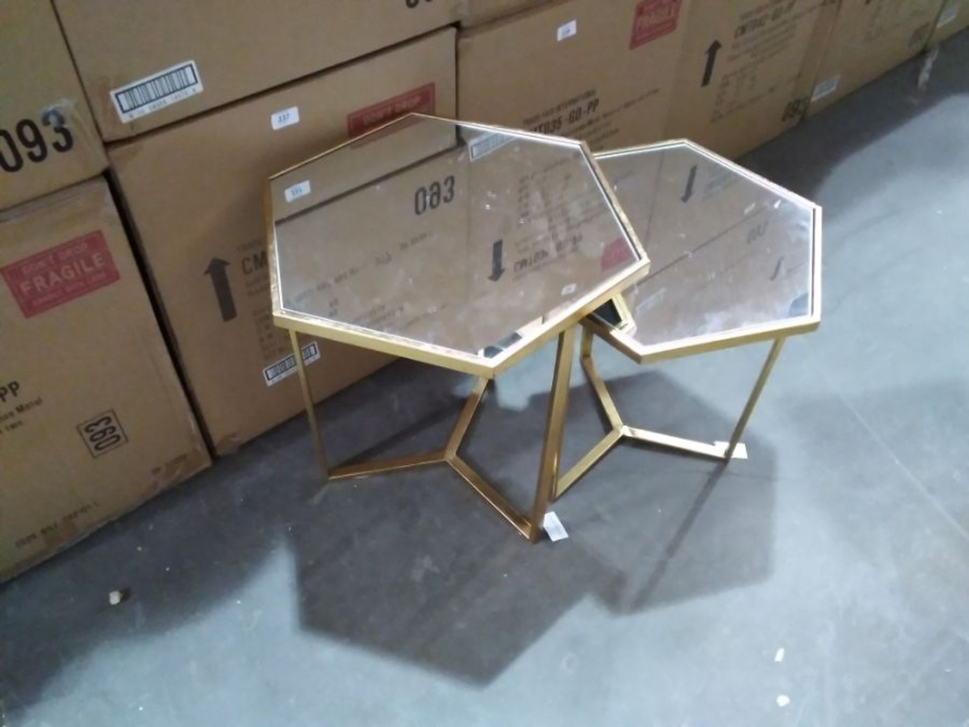 PARISIENNE GOLD GILT LEAF NEST OF 2 TABLES (OPEN)