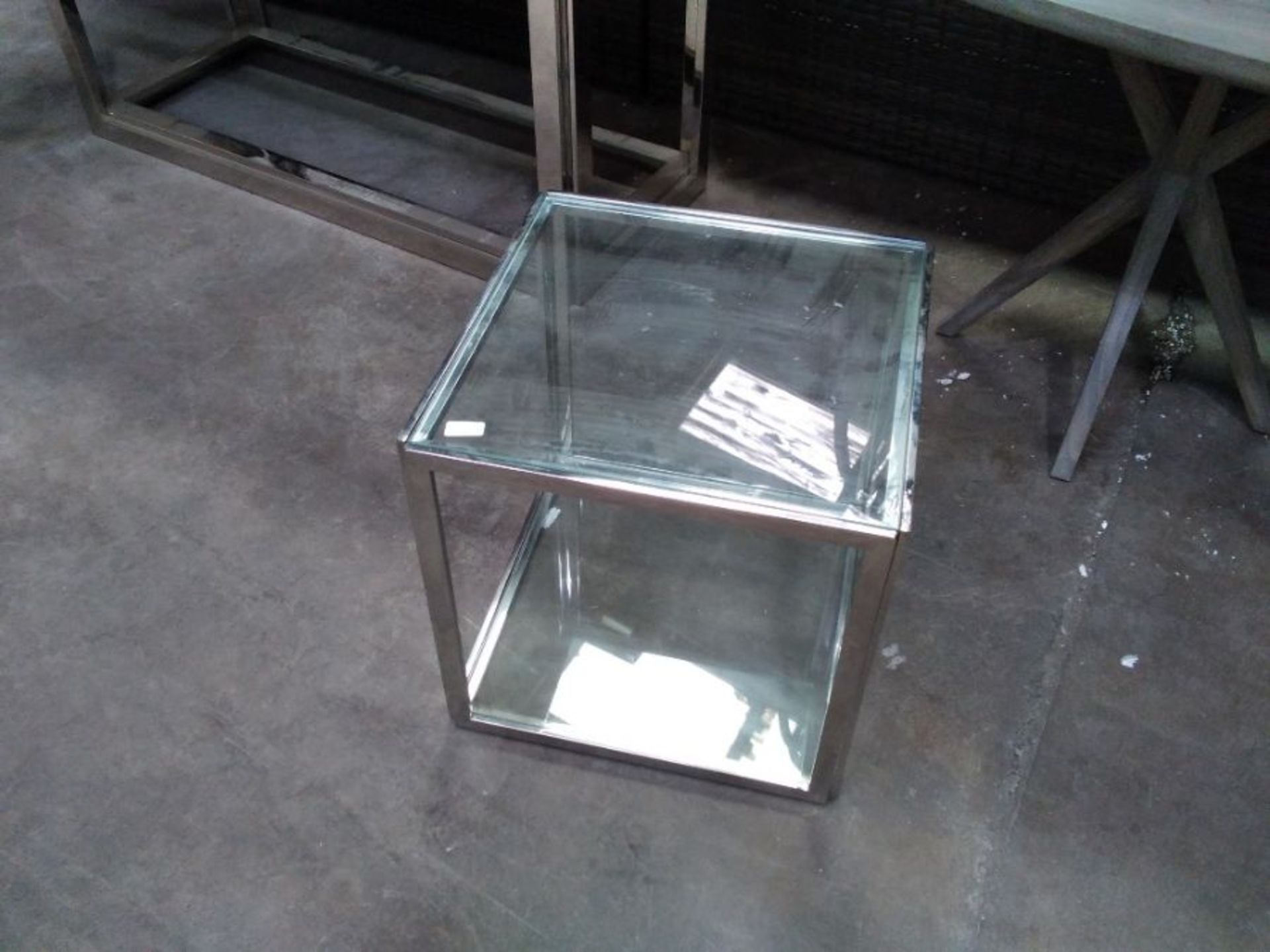 GLASS AND SILVER SMALL TABLE (9 -427 -704165)(SCRA