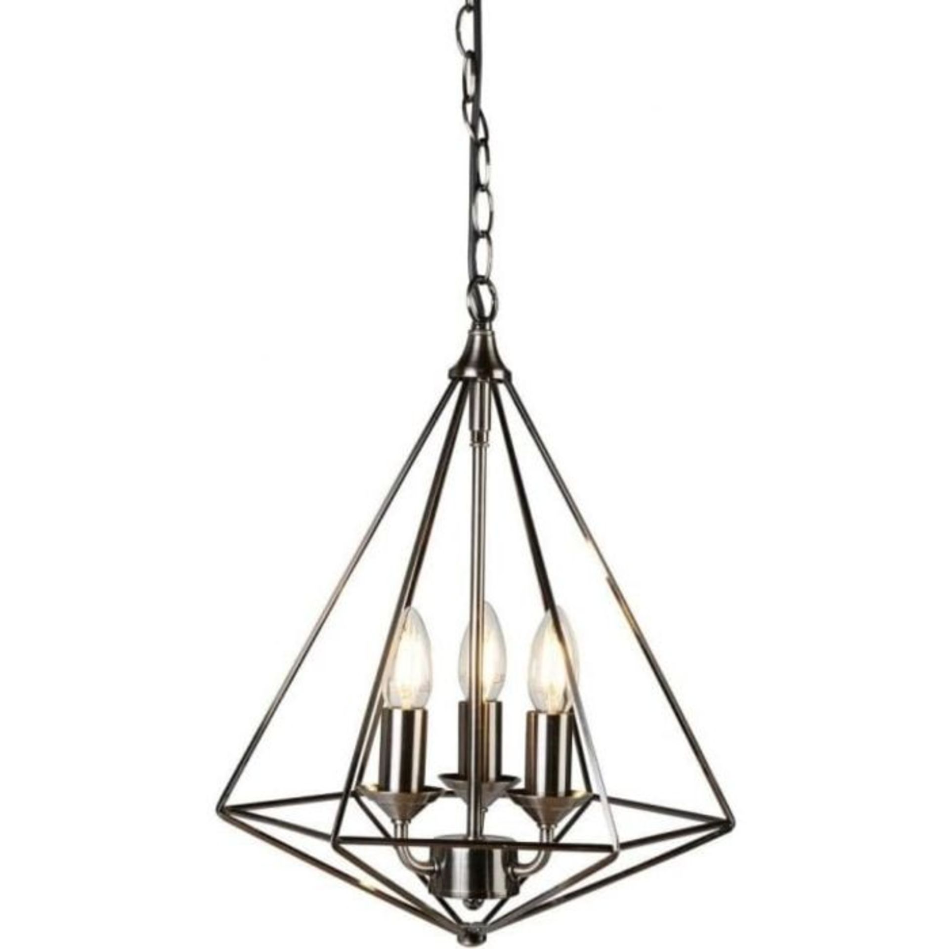 Searchlight, Diamond 3 Light Pyramid Pendant (ANTIQUE SILVER FINISH) - RRP £69.99 (P761/300)