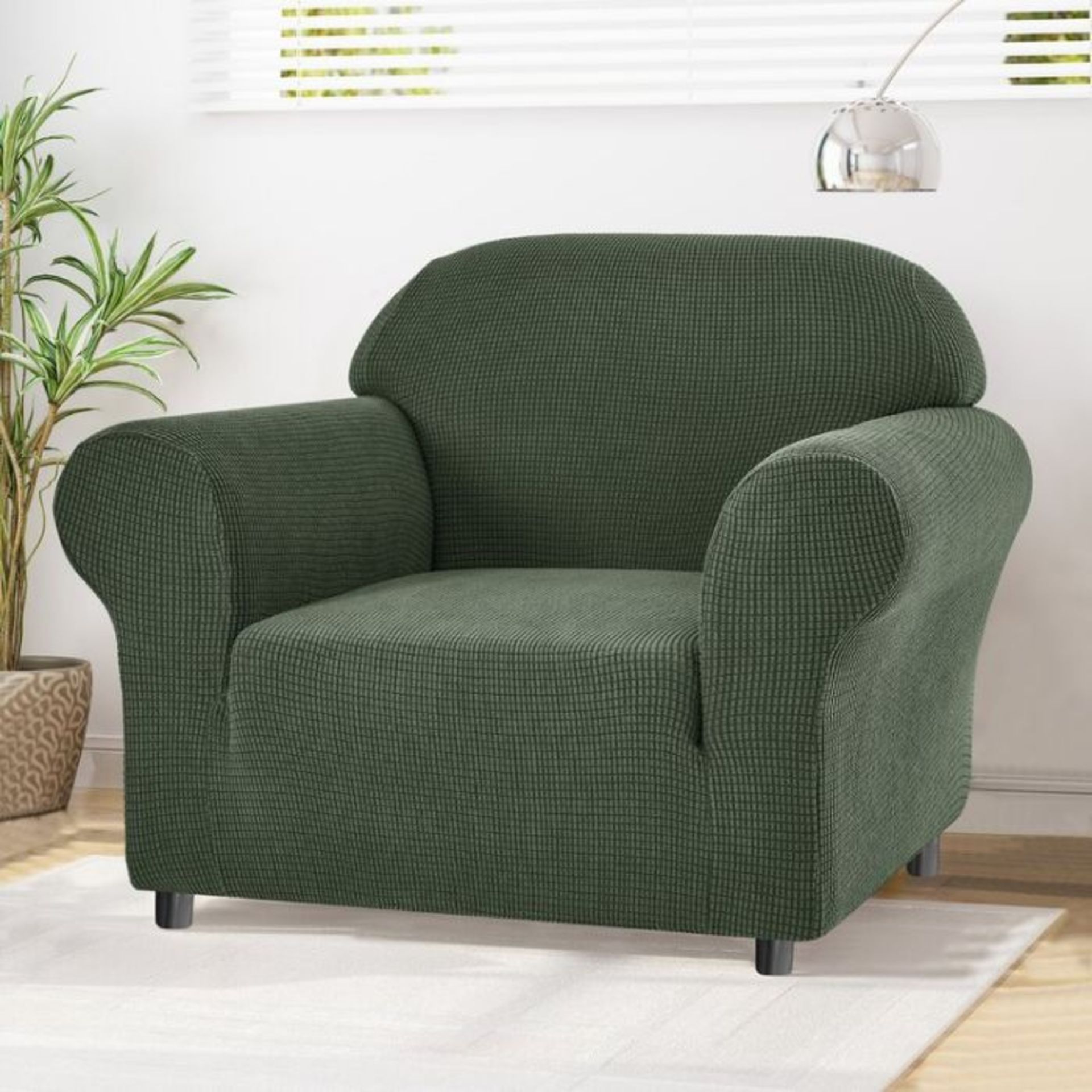 Rosalind Wheeler, Jacquard High Stretch Box Cushion Chair Slipcover (OLIVE GREEN) (41cm H X 47cm W X