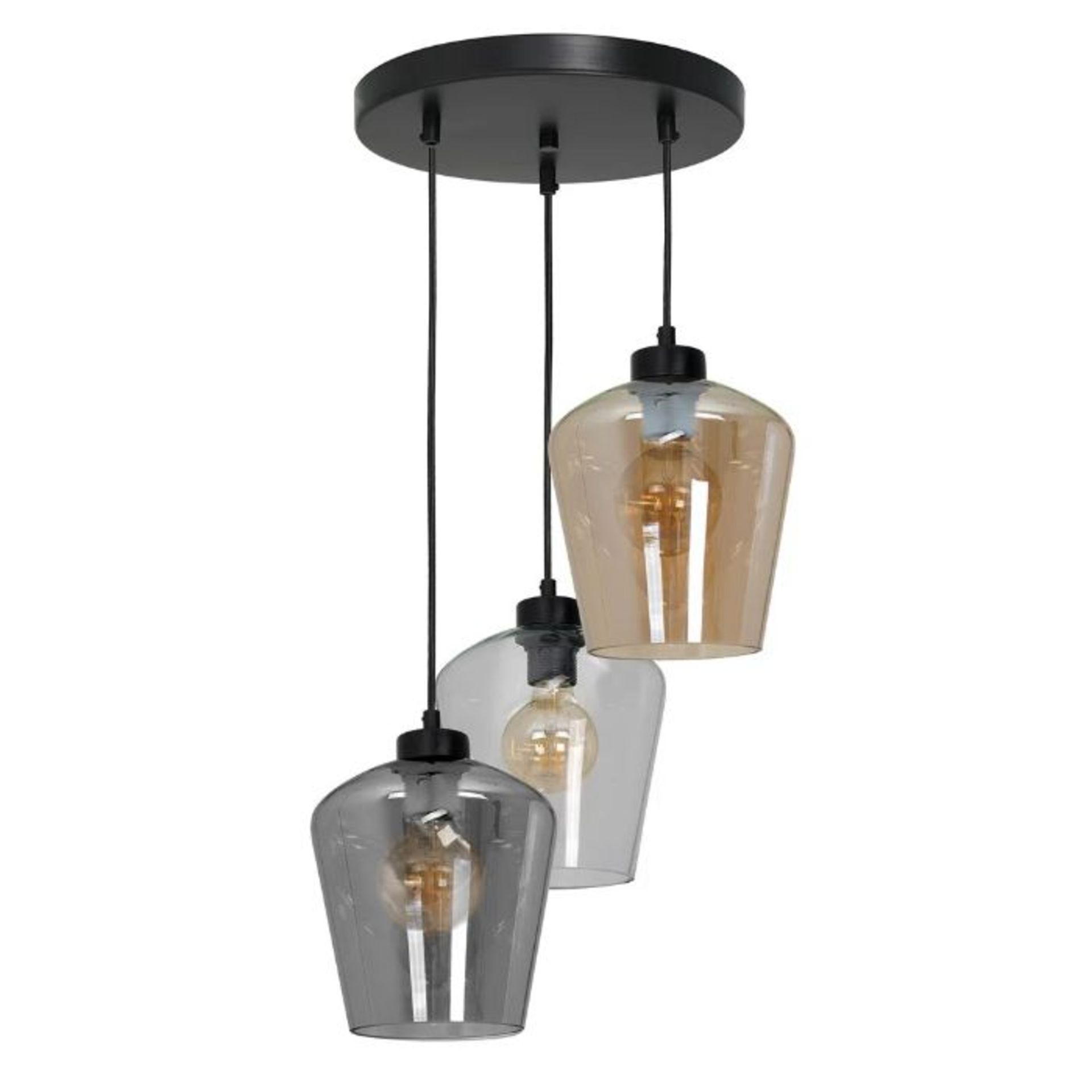 Longshore Tides, Valparaiso 3 - Light Modern Linear Pendant (GLASS, SMOKE & AMBER) - RRP £169.99 (