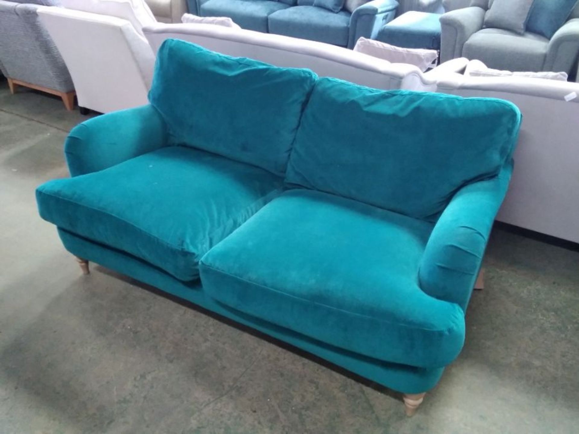 GREEN FABRIC 2 SEATER (DAMAGED TO FRAME RIPPED)