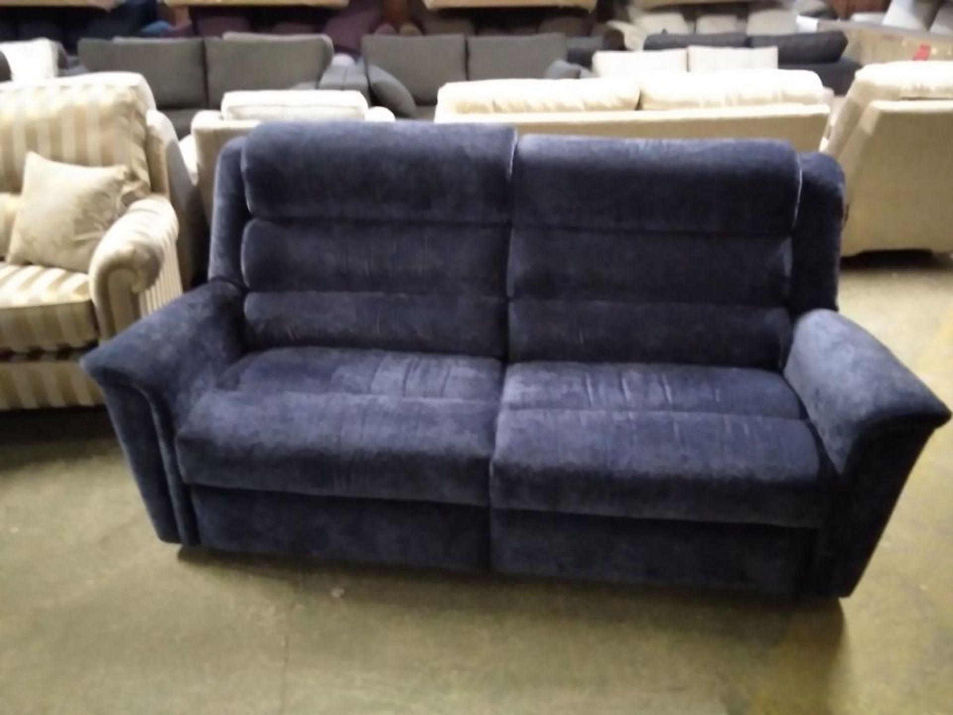 BLUE VELVET HIGH BACK 3 SEATER SOFA (TROO2890-WO13