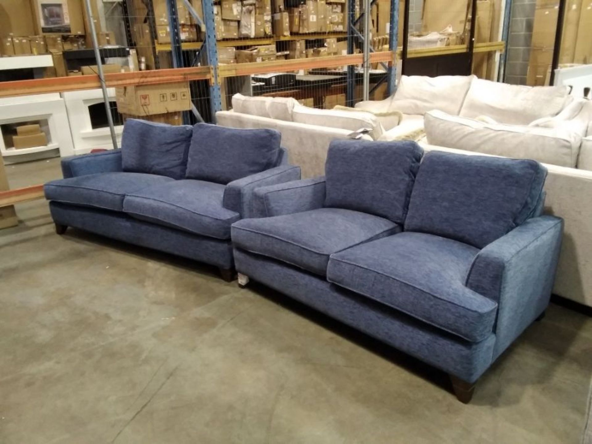 BLUE FABRIC 3 SEATER AND 2 SEATER SOFA (TROO2890-W