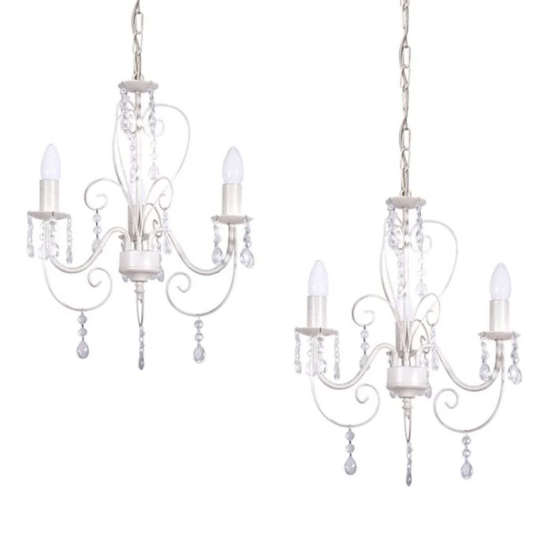 Lily Manor, Piper 3-Light Candle-Style Chandelier (DISTRESSED WHITE) - RRP £34.99 (MSUN6111 -
