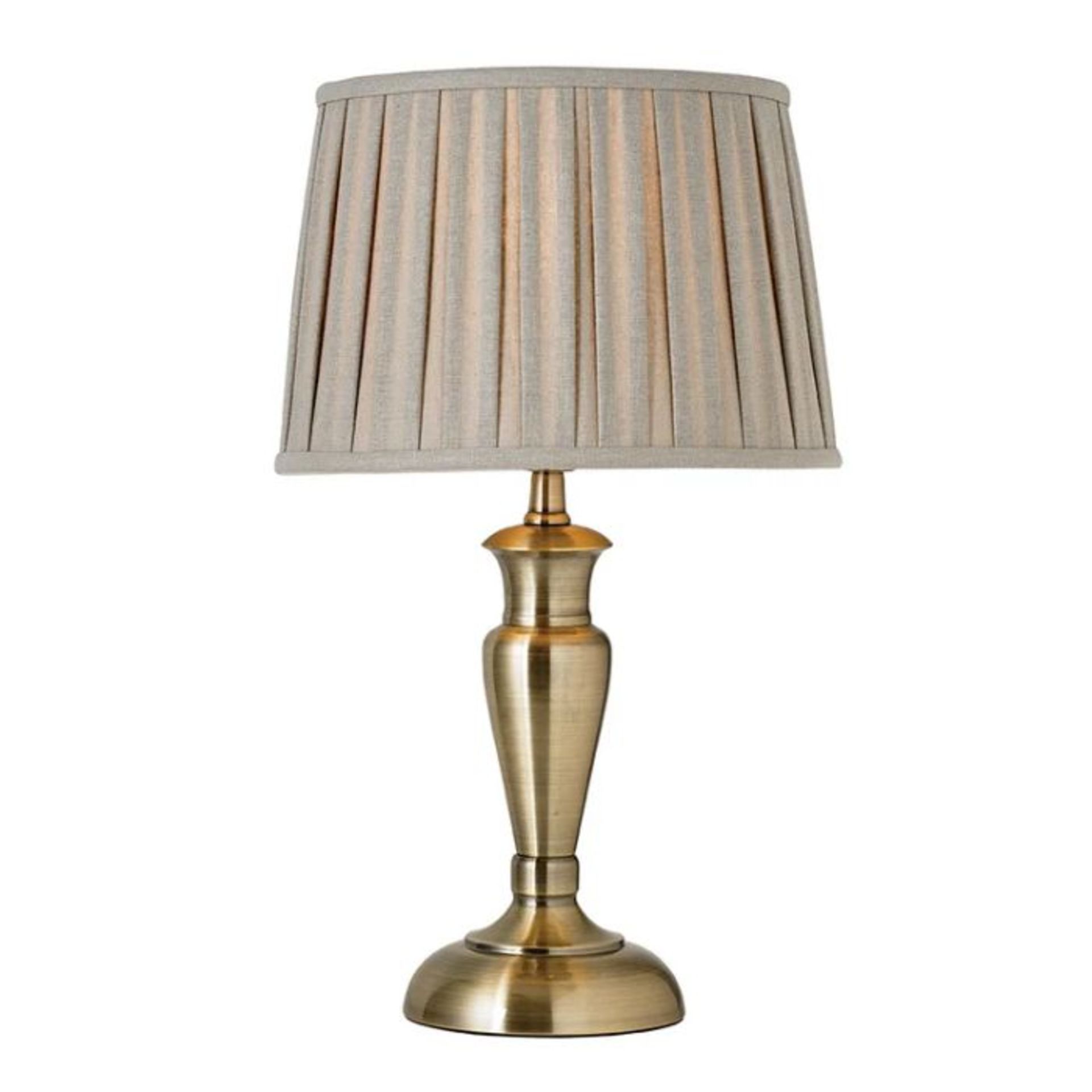 Three Posts, Bates Antique Brass Table Lamp (BRIGHT ANTIQUE BRASS FINISH & OYSTER SHADE) - RRP £35.