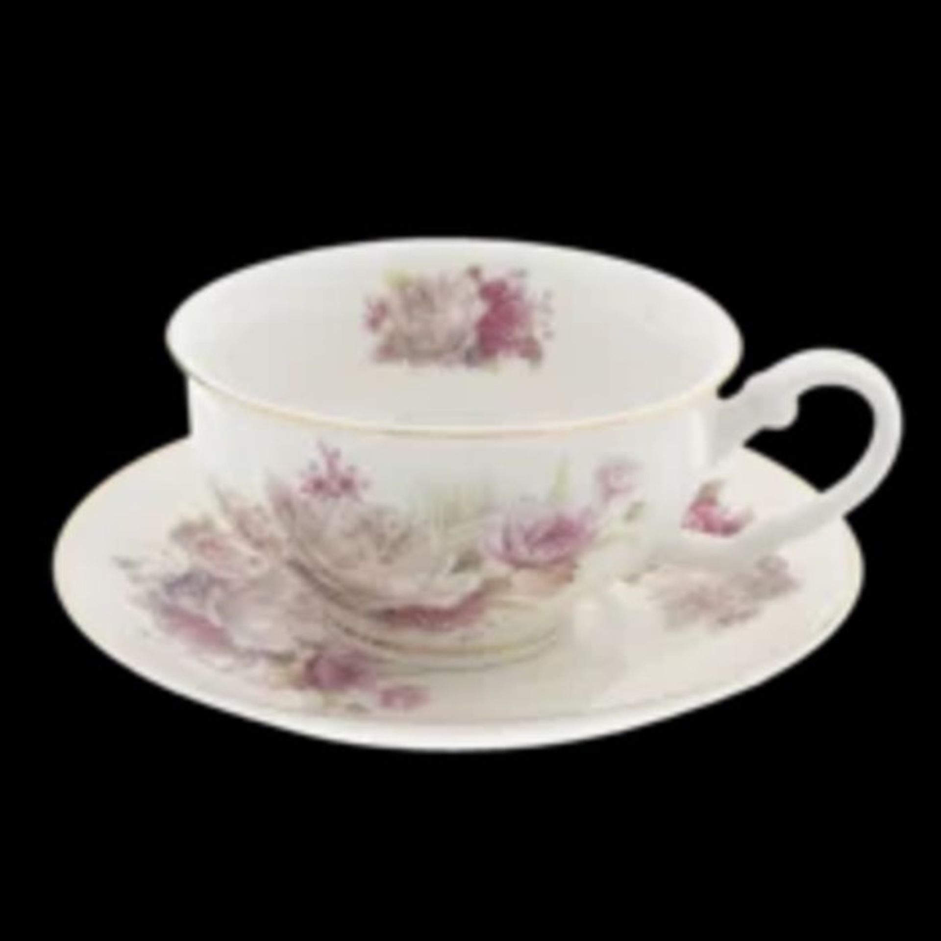 Lily Manor, Set of 2, Sansa Teacup & Sauce (WHITE FLORAL) - RRP £13.99 (CLYF1181 - 29496/21)