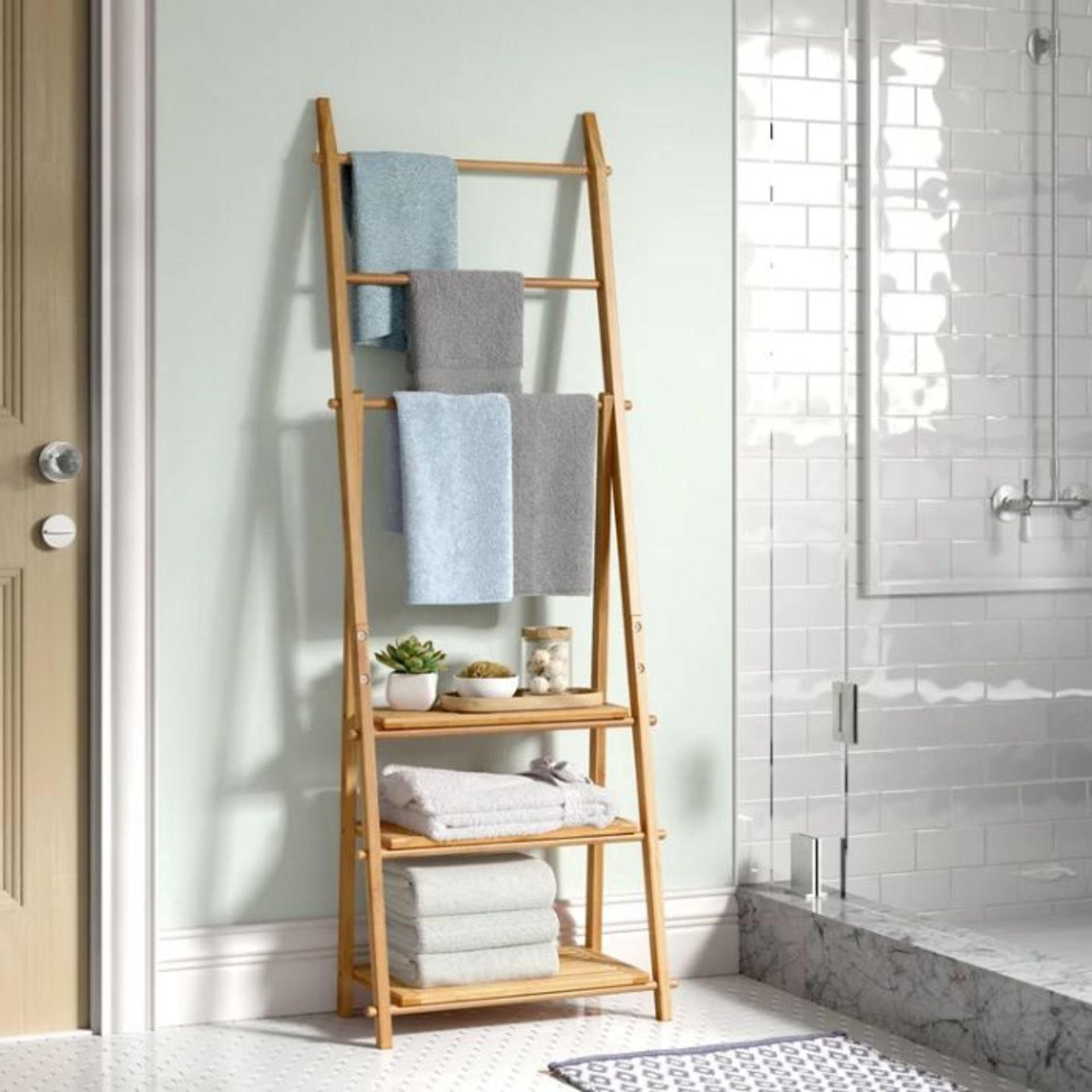 Brambly Cottage, Ault Bamboo Free-Standing Towel Rack (152cm H X 53cm L X 31cm D) - RRP £80.99(