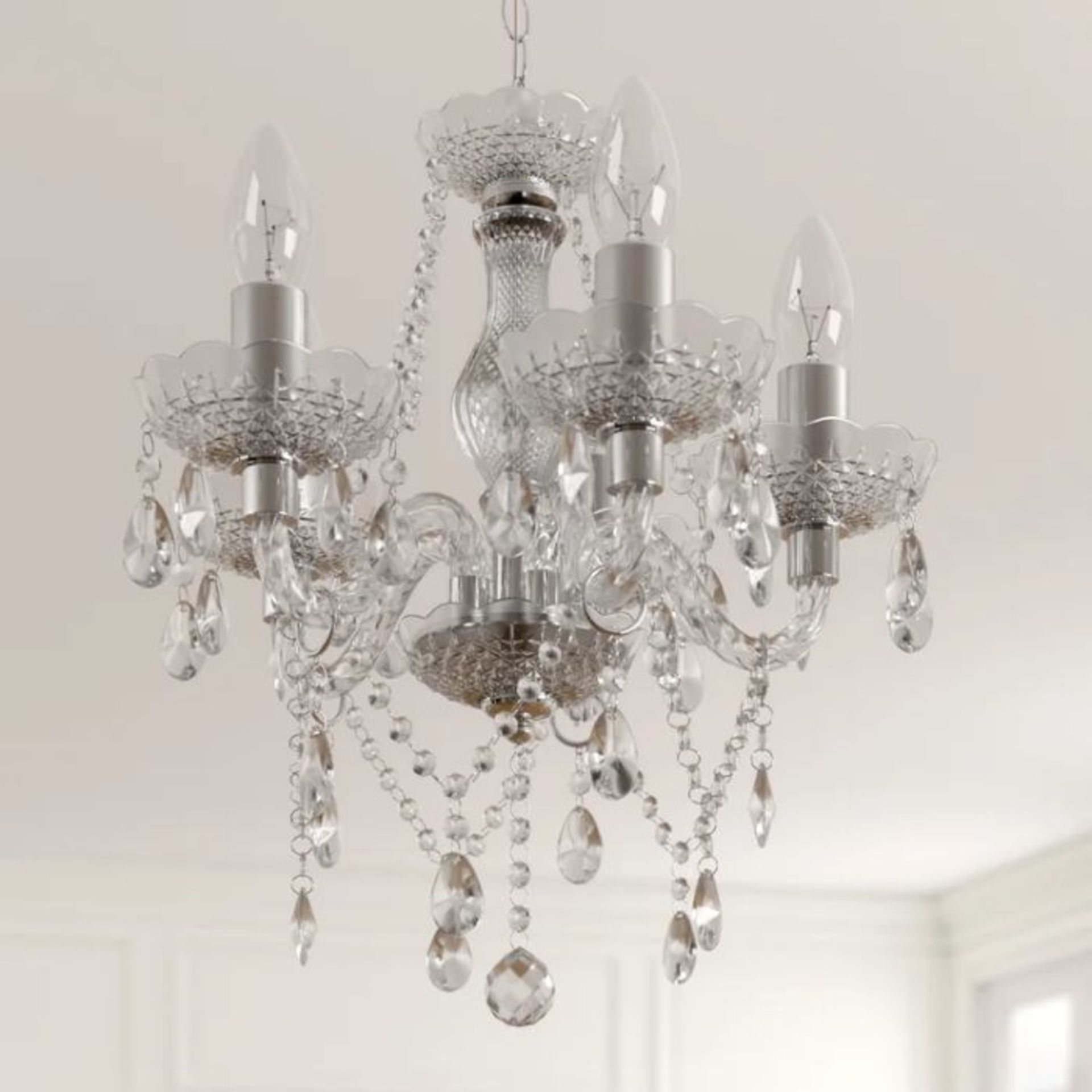 Rosdorf Park, Xan 5-Light Candle Style Chandelier (CHROME&CLEAR FINISH) - RRP £59.99 (FTCL1020 - - Image 2 of 2