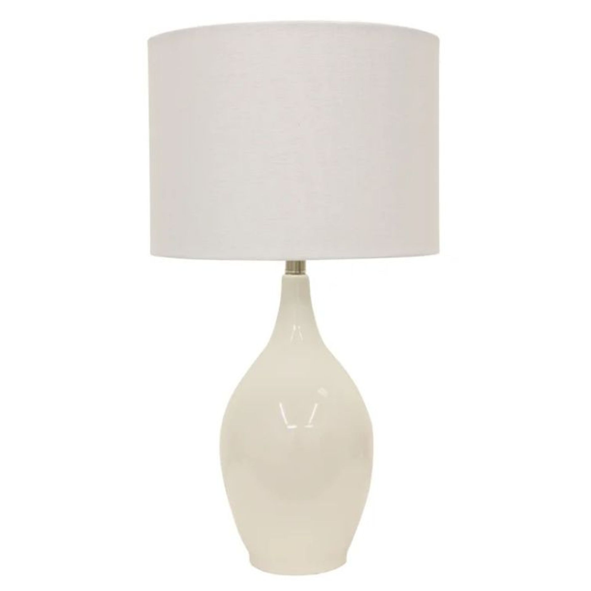 Fernleaf, Ceramin 69cm Table Lamp (HIGH GLOSS WHITE FINISH & WHITE LINEN SHADE) - RRP £54.99(