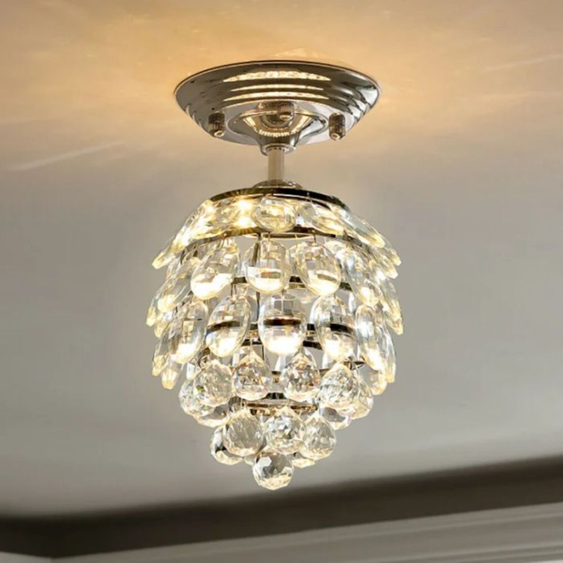 Rosdorf Park, Germania 1-Light Crystal LED Chandelier (SILVER CHROME & CRYSTAL FINISH) - RRP £58.