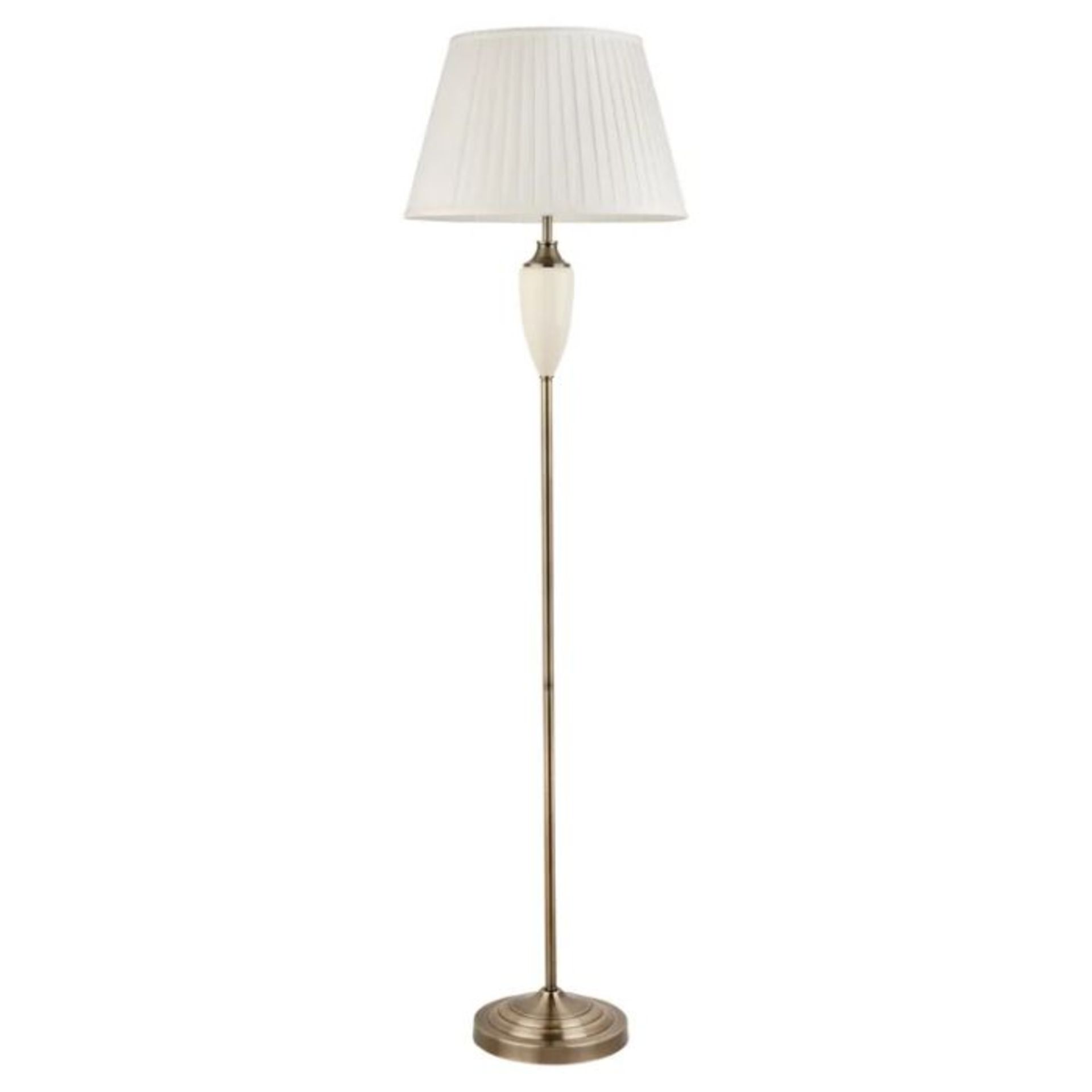 Astoria Grand, Bonnett 154cm Traditional Floor Lamp (ANTIQUE BRASS & WHITE SHADE) - RRP £84.99 (