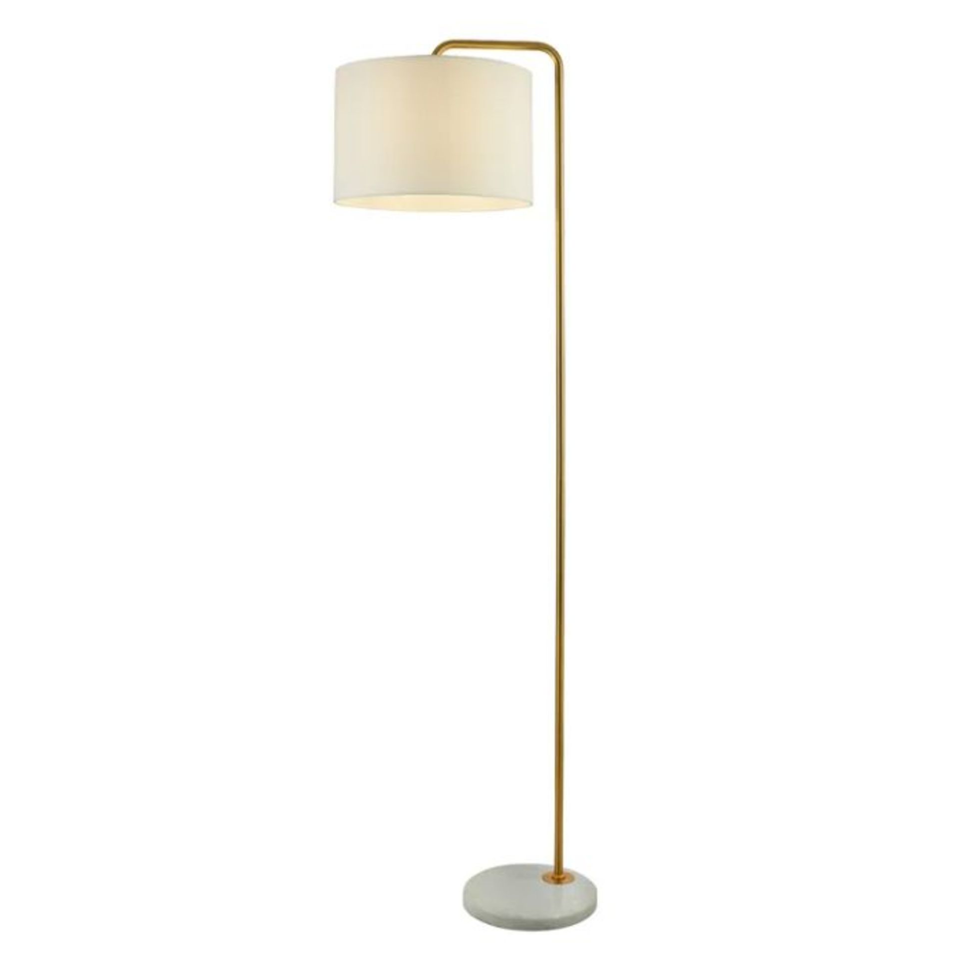 Mistana, 155cm Reading Floor Lamp (ANTIQUE GOLD & MARBLE BASE) (CREAM SHADE DAMAGED) - RRP £119.