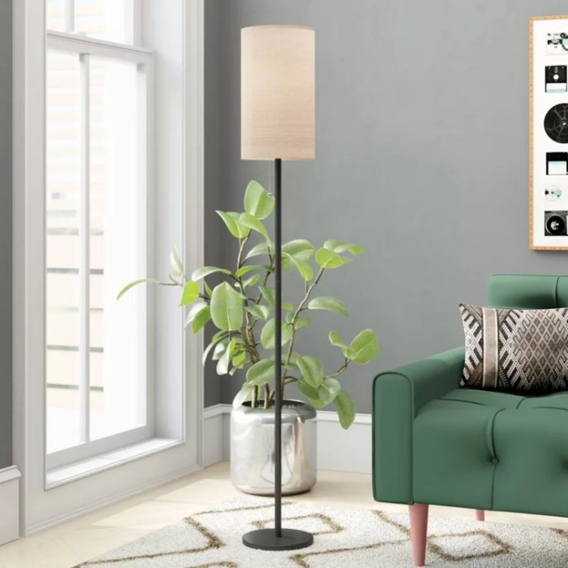 Blue Elephant, Gough 140cm Traditional Floor Lamp (BLACK & BEIGE SHADE) - RRP £75.99 (BLEQ1662 - - Image 2 of 2