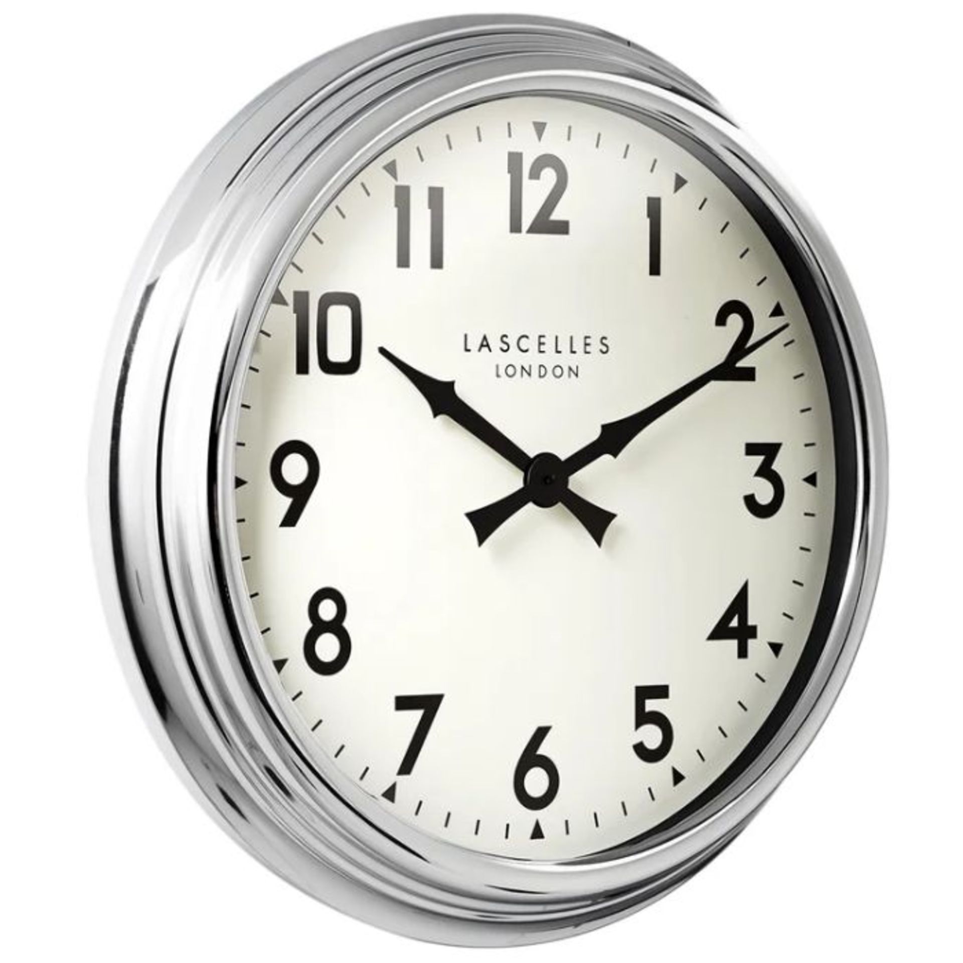 Roger Lascelles Clocks, Large Wall Clock (CHROME FINISH) (60cm W X 60cm H X 8.3cm D) - RRP £139.
