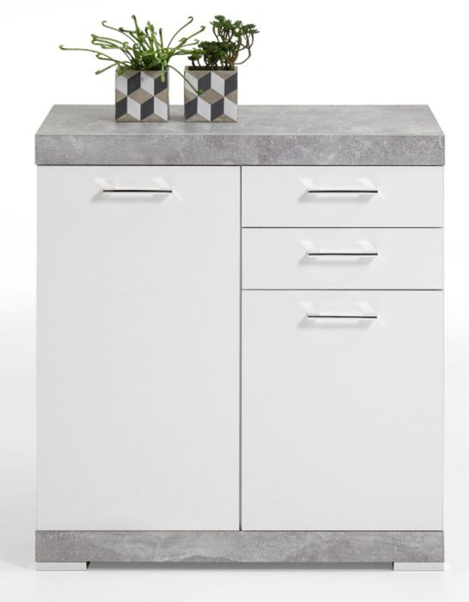 Zipcode Design,Charlton 2 Drawer Combi ChestRRP -£159.99 (25866/4 -JKD1518)(GREY AND WHITE)(BOXED, - Image 2 of 2