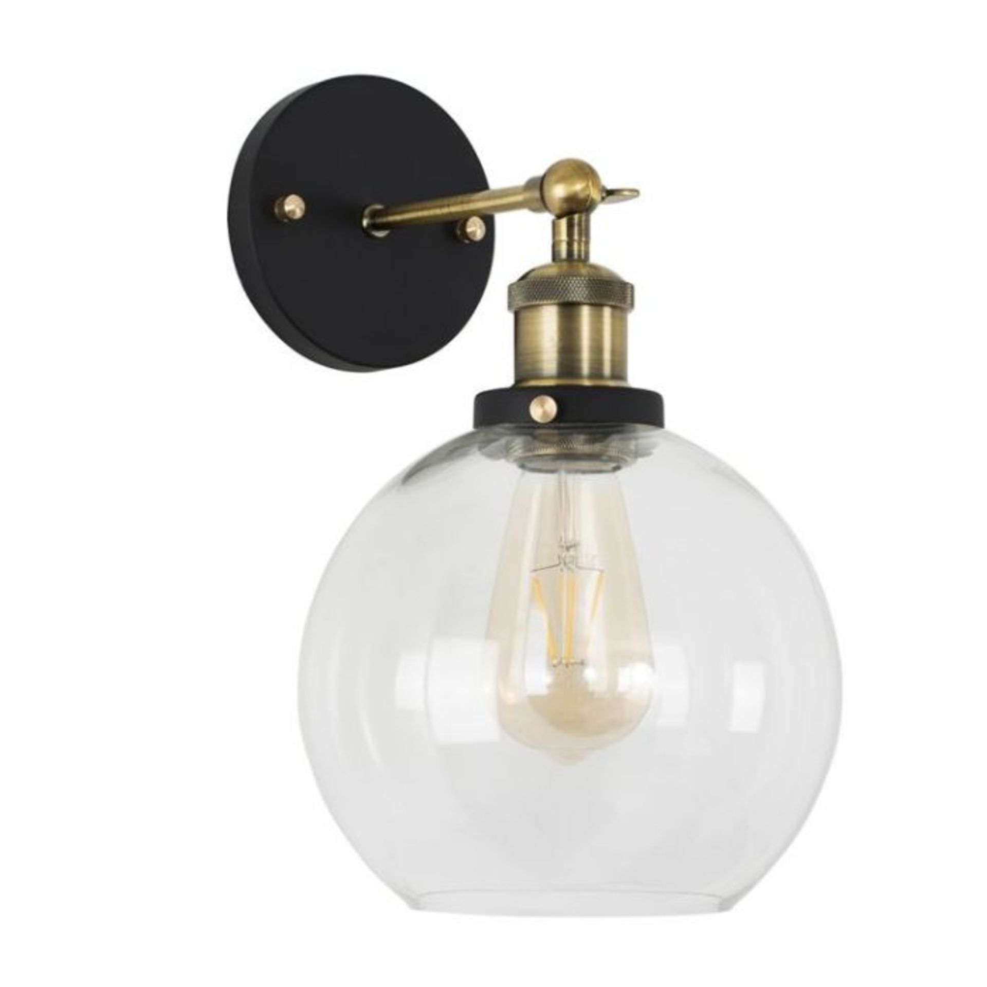 Minisun, Set of 2, Sheridan Steam Punk Wall Light (BLACK WITH ANTIQUE ACCENTS & CLEAR GLASS