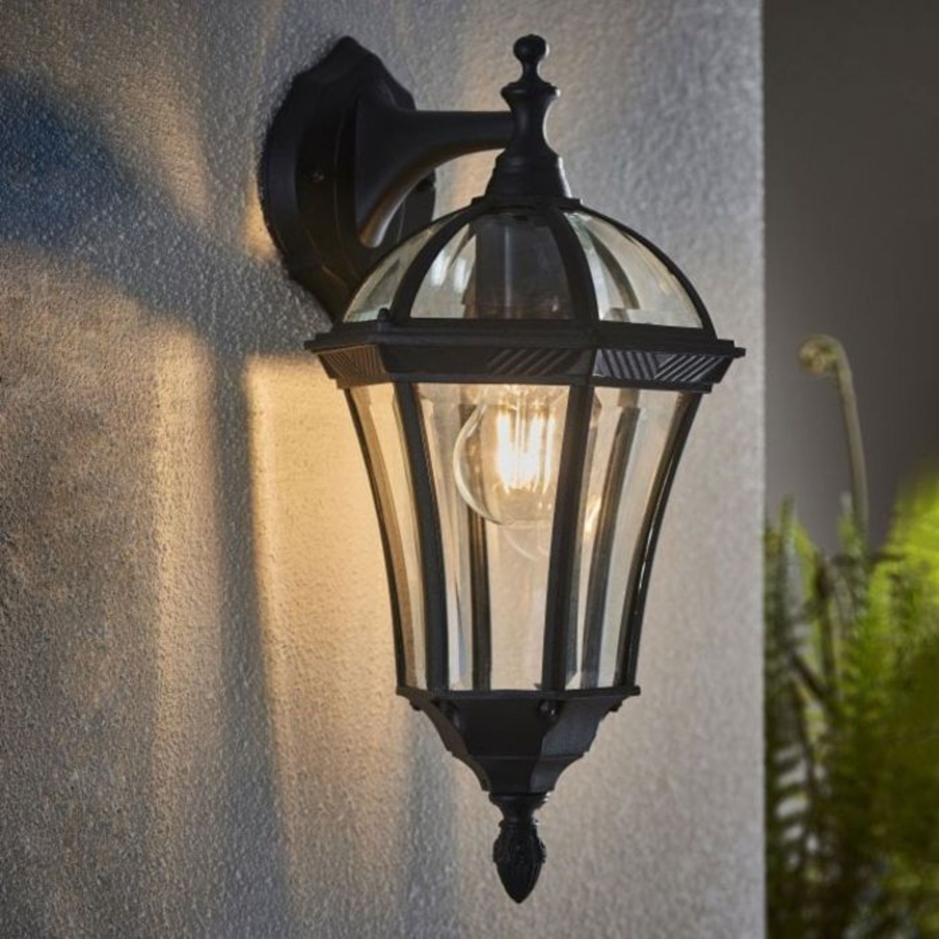 Endon Lighting, Drayton Textured 1 - Light Outdoor Downlight Wall Light (BLACK FINISH) (P761/1) - Image 2 of 2