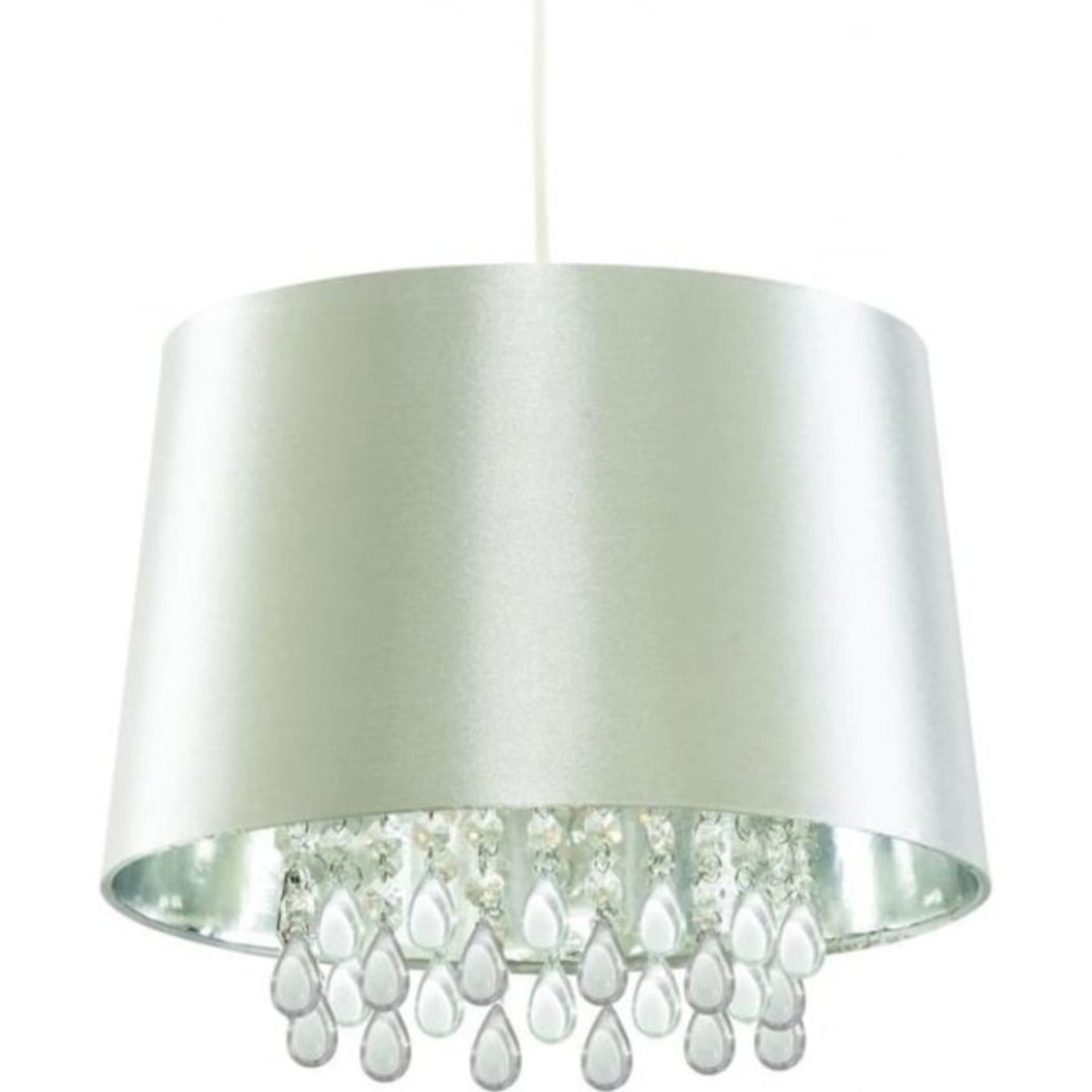 VENETIAN CEILING PENDANT (SILVER FAUX SILK / CLEAR ACRYLIC) (35.5 X 35.548.5CM) (CL7026SICW - SRL1/