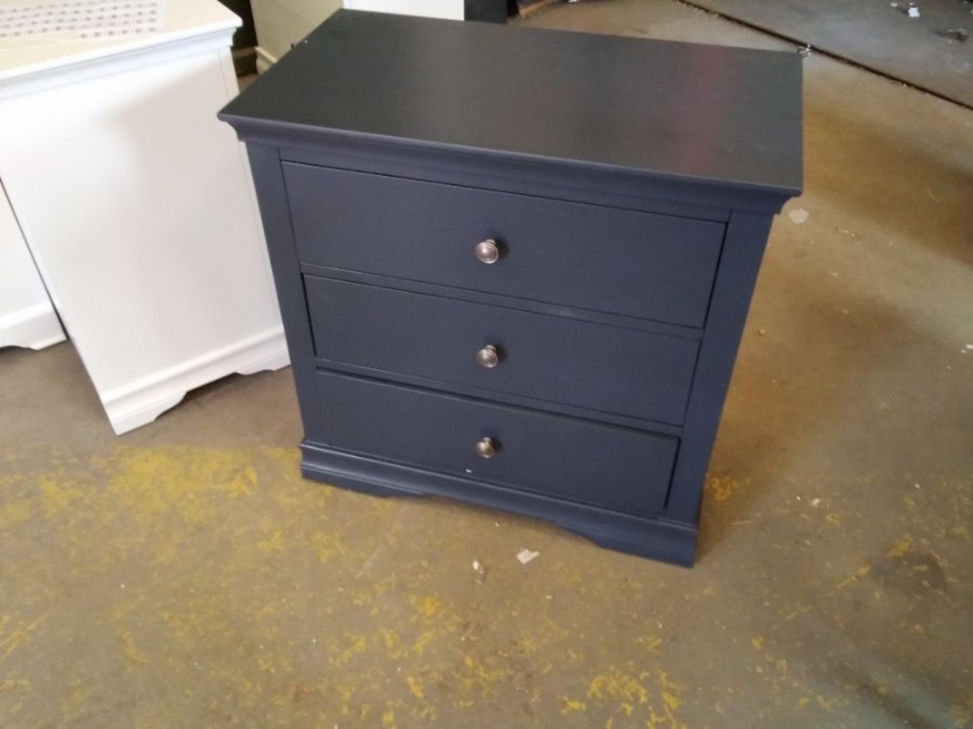 FLORENCE MIDNIGHT GREY PAINTED 3 DRAWER CHEST