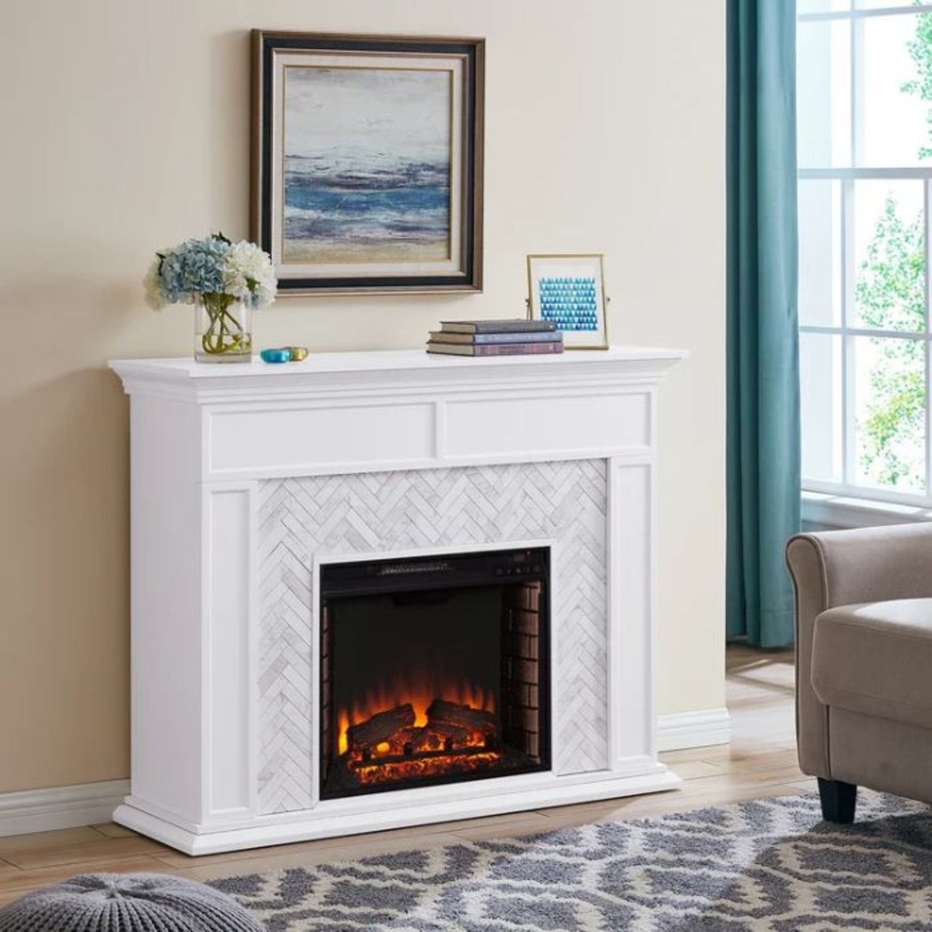 Marlow Home Co.,Calvert Carved Electric Fireplace Mantel RRP -£549.99 (27785/4 -XJH10034)(BLACK NO