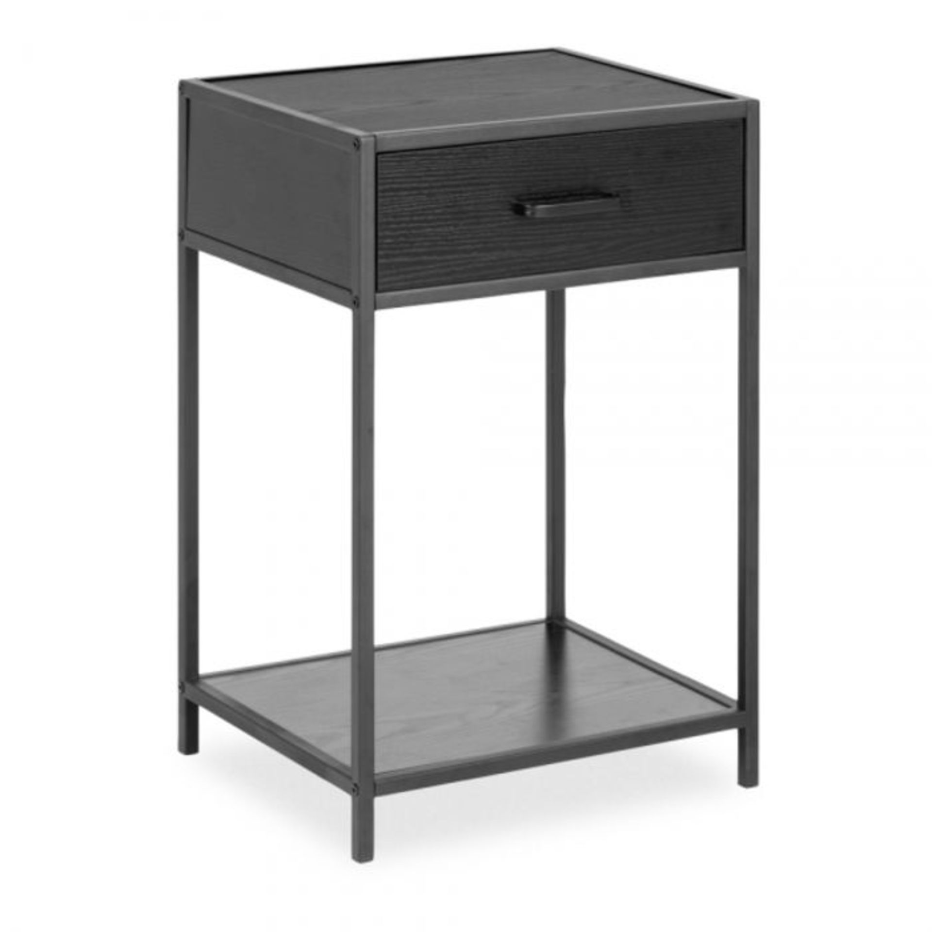 Seaford Bed Side Table 1 Drawer, 1 Shelf (ASH BLACK FINISH) (BOXED, RETURN, NOT CHECKED)