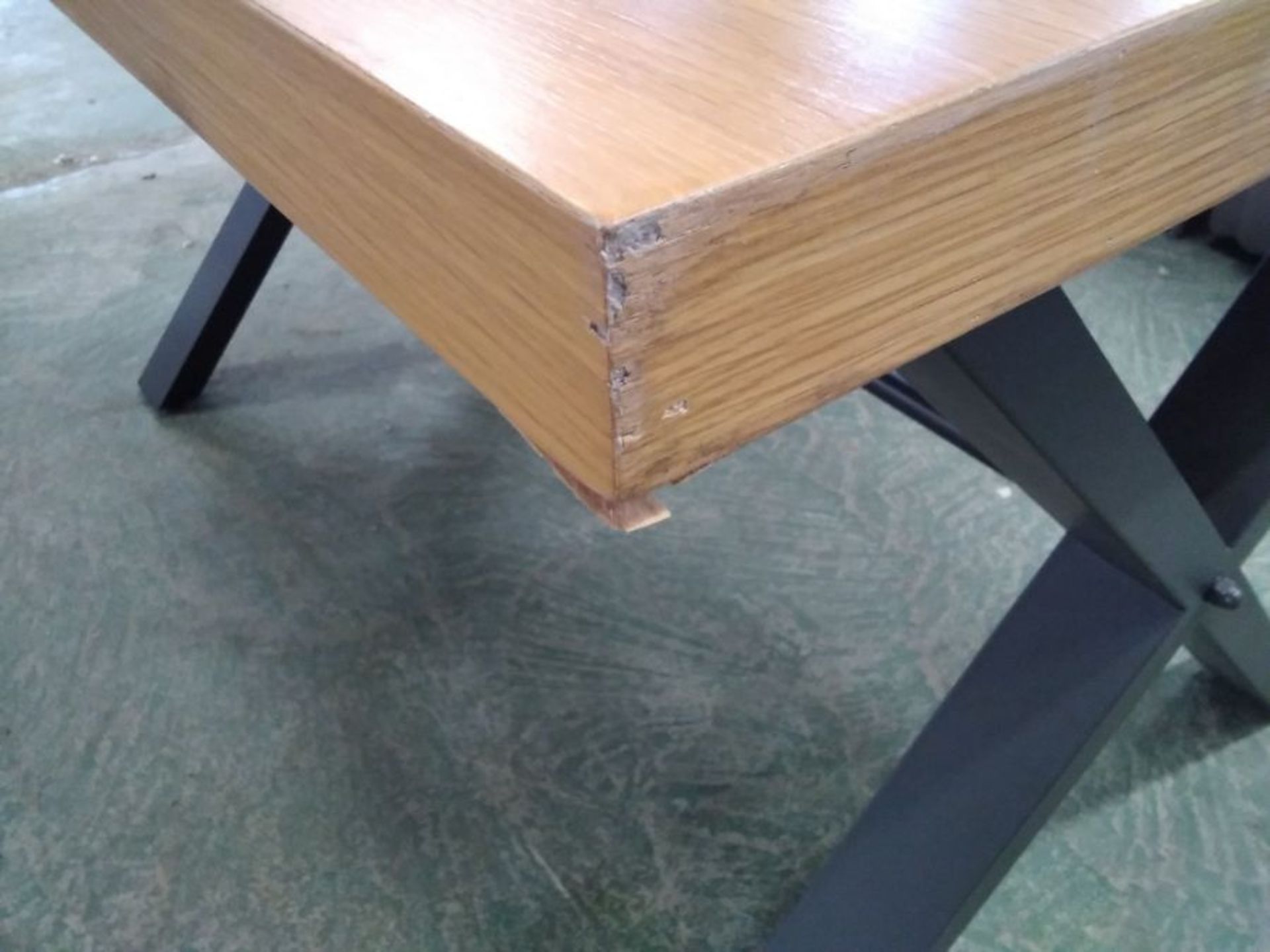 INDUSTRIAL OAK DINING TABLE (DAMAGE) - Image 3 of 4