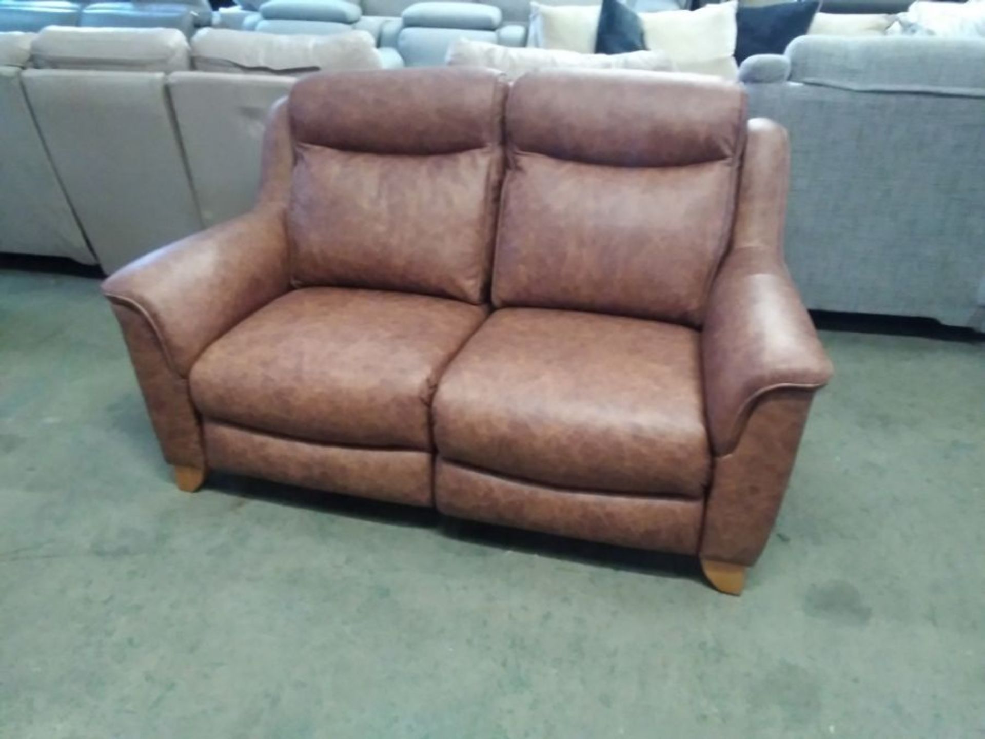 BROWN LEATHER ELECTRIC RECLINING 2 SEATER SOFA (TR