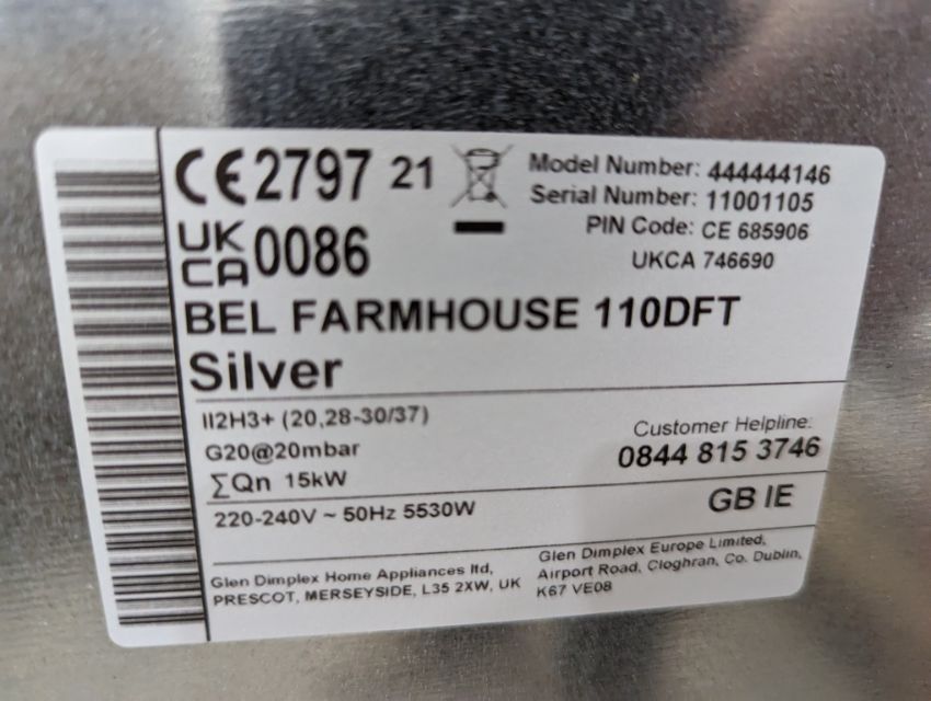 Belling Farmhouse 110DFT 110 cm Dual Fuel Range Cooker with 7Burner