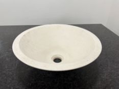 Natural Stone Circular Sink, 385mm Dia, 145mm Deep, Note: Damage to Outer Perimeter of Sink, Lot