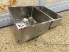 Ex-Display Teka Double Bowl Stainless Steel Sink 580 x 440mm, Please Note: Damage To Corner, Lot